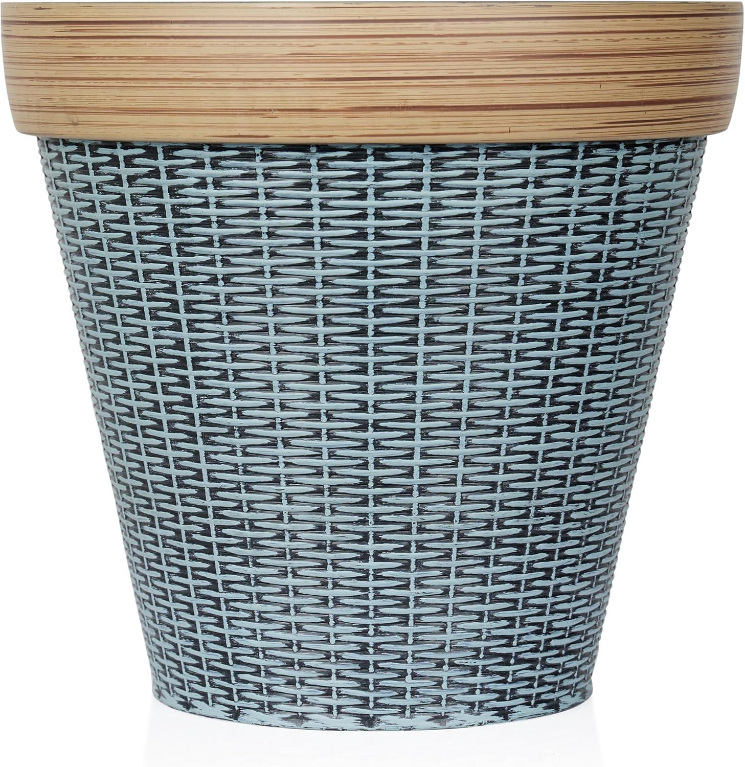 Alpine Corporation Large Woven Style Indoor Outdoor Planter with Drainage Hole Gray/Tan 12"x12"x12"