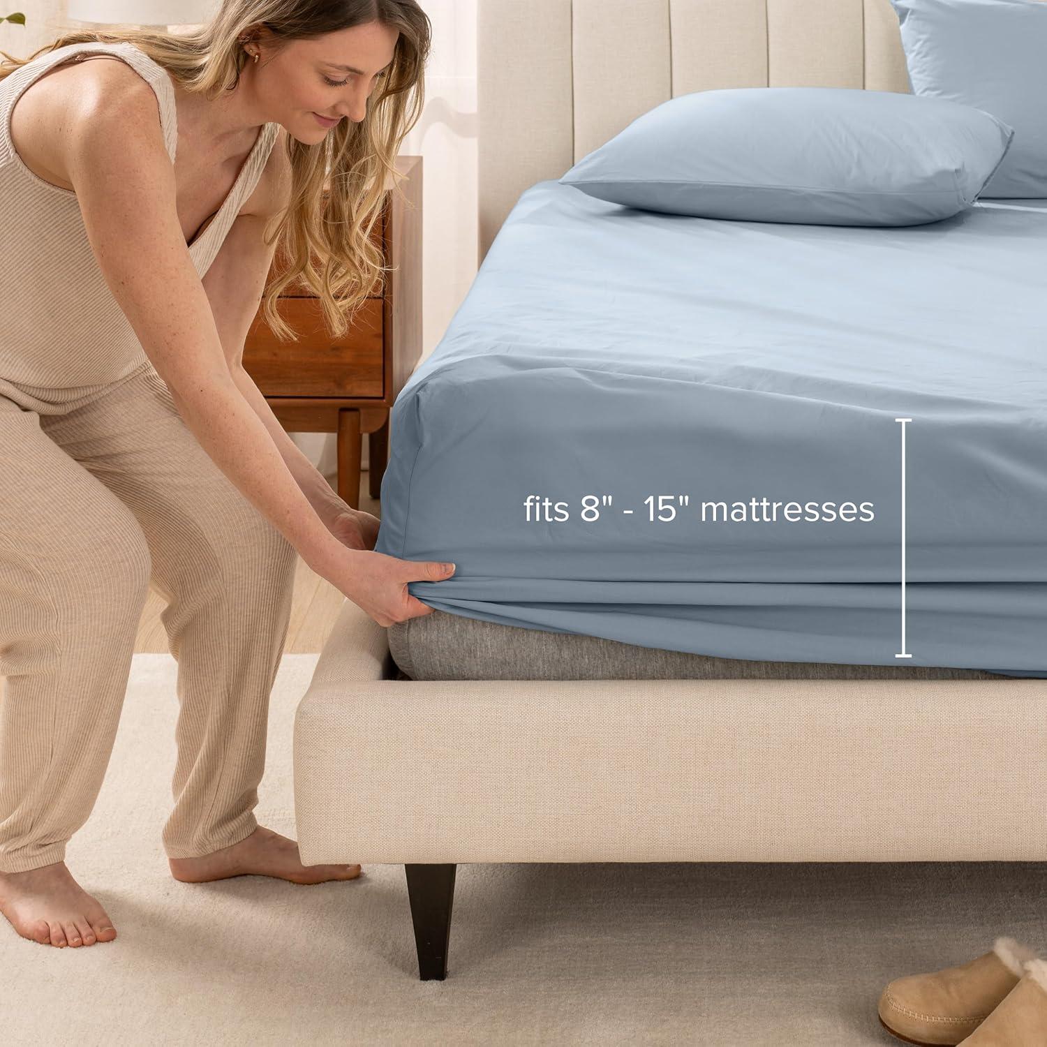 Bare Home 260 Thread Count Organic Cotton Percale Fitted Sheet