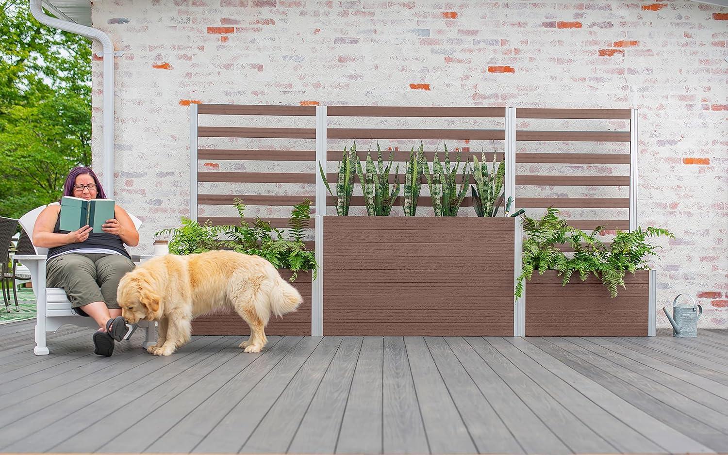 Espresso Brown Vinyl Parklette Planter Box with Trellis