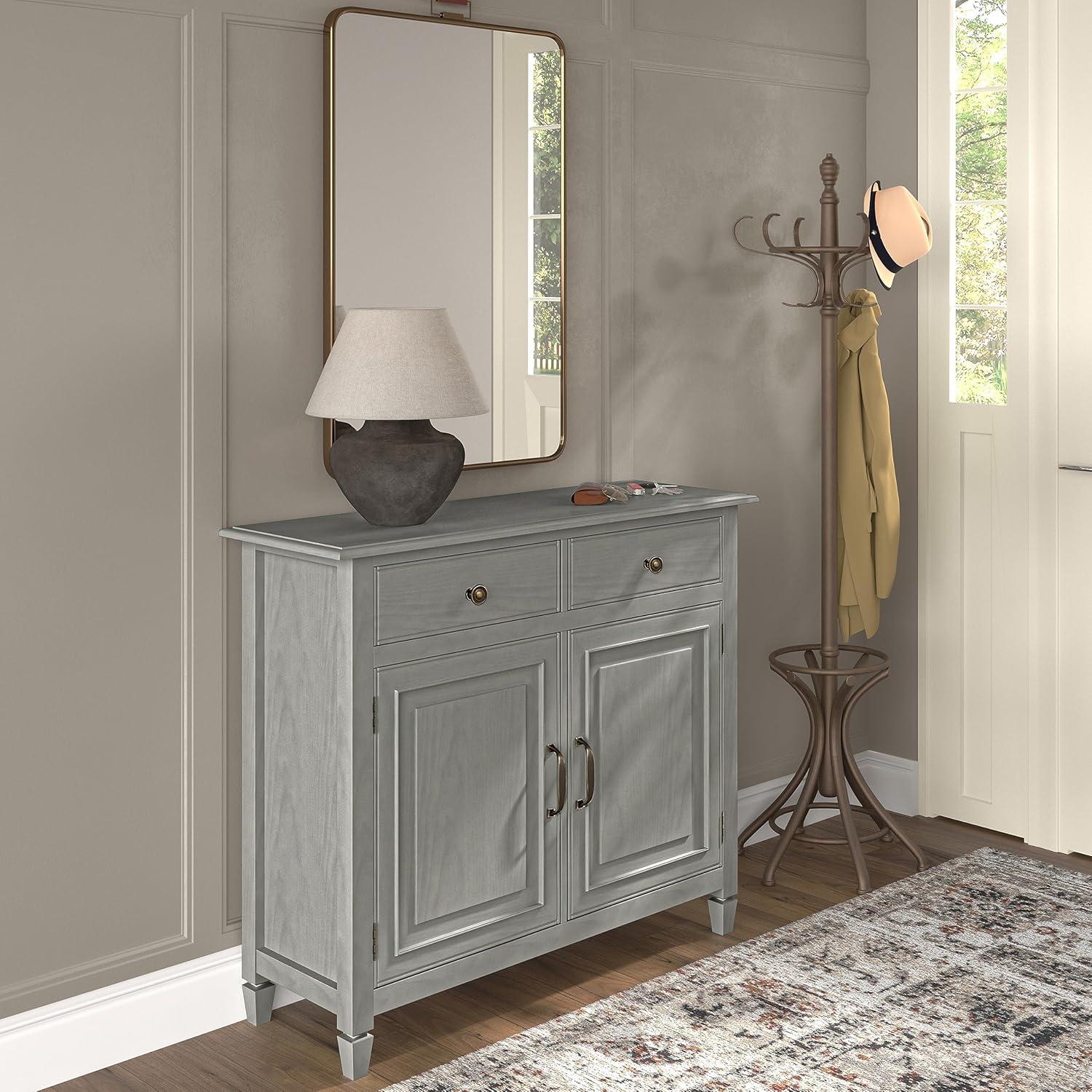 Connaught SOLID WOOD 40" Wide Traditional Entryway Storage Cabinet in Fog Gray