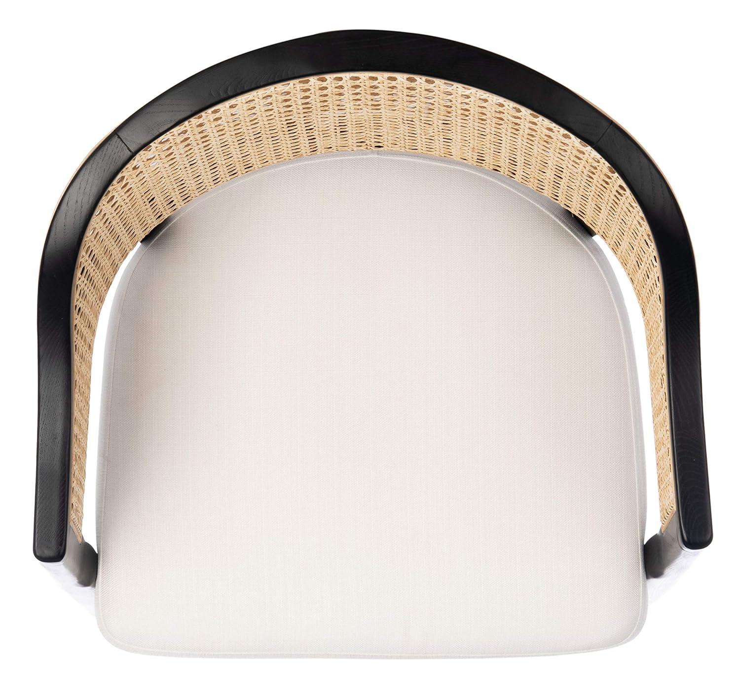 SAFAVIEH Couture Rogue Mid-Century Linen Solid Dining Chair, Black/Natural