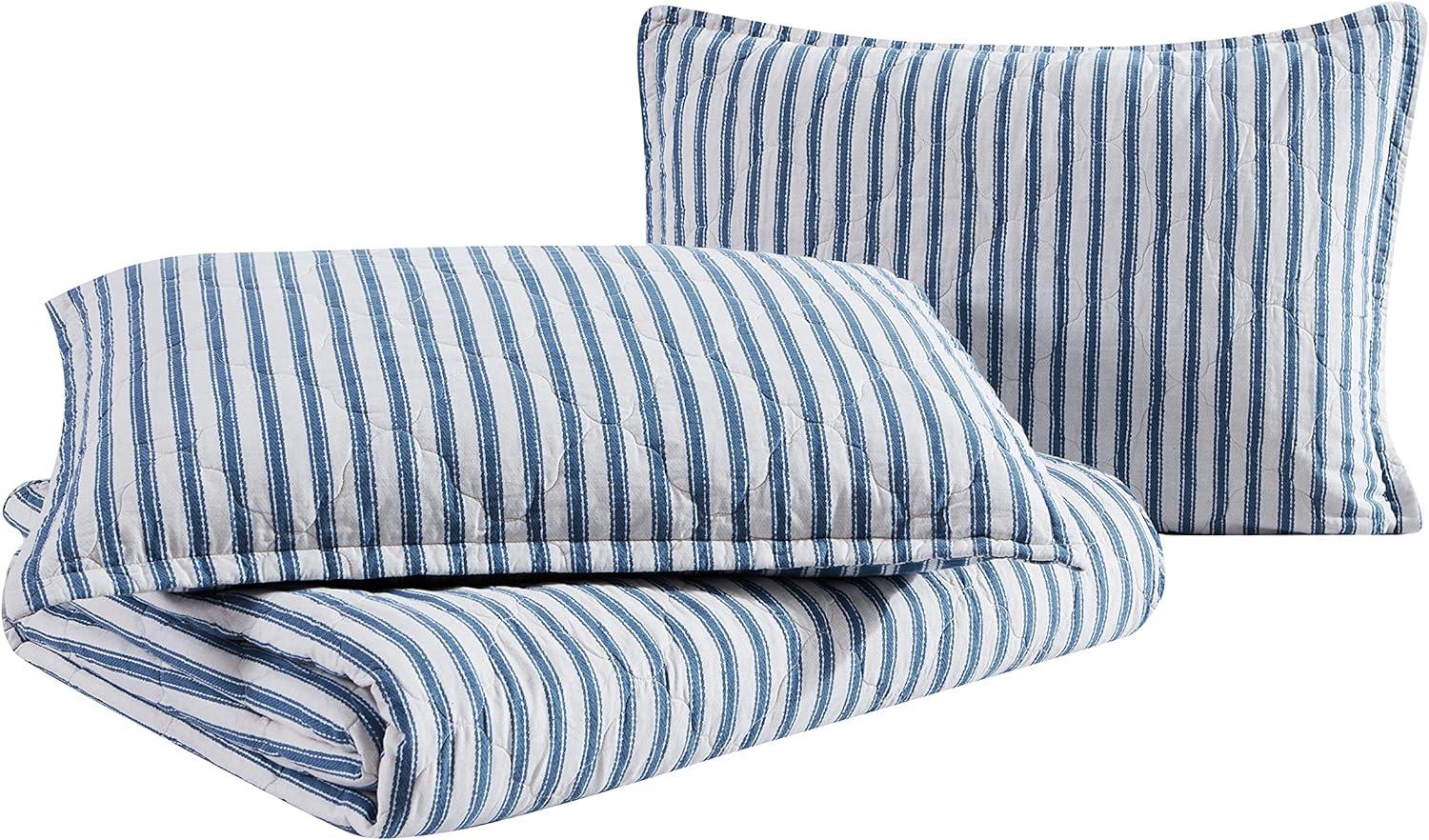 Willow Way Ticking Stripe Quilt & Sham Set - Stone Cottage