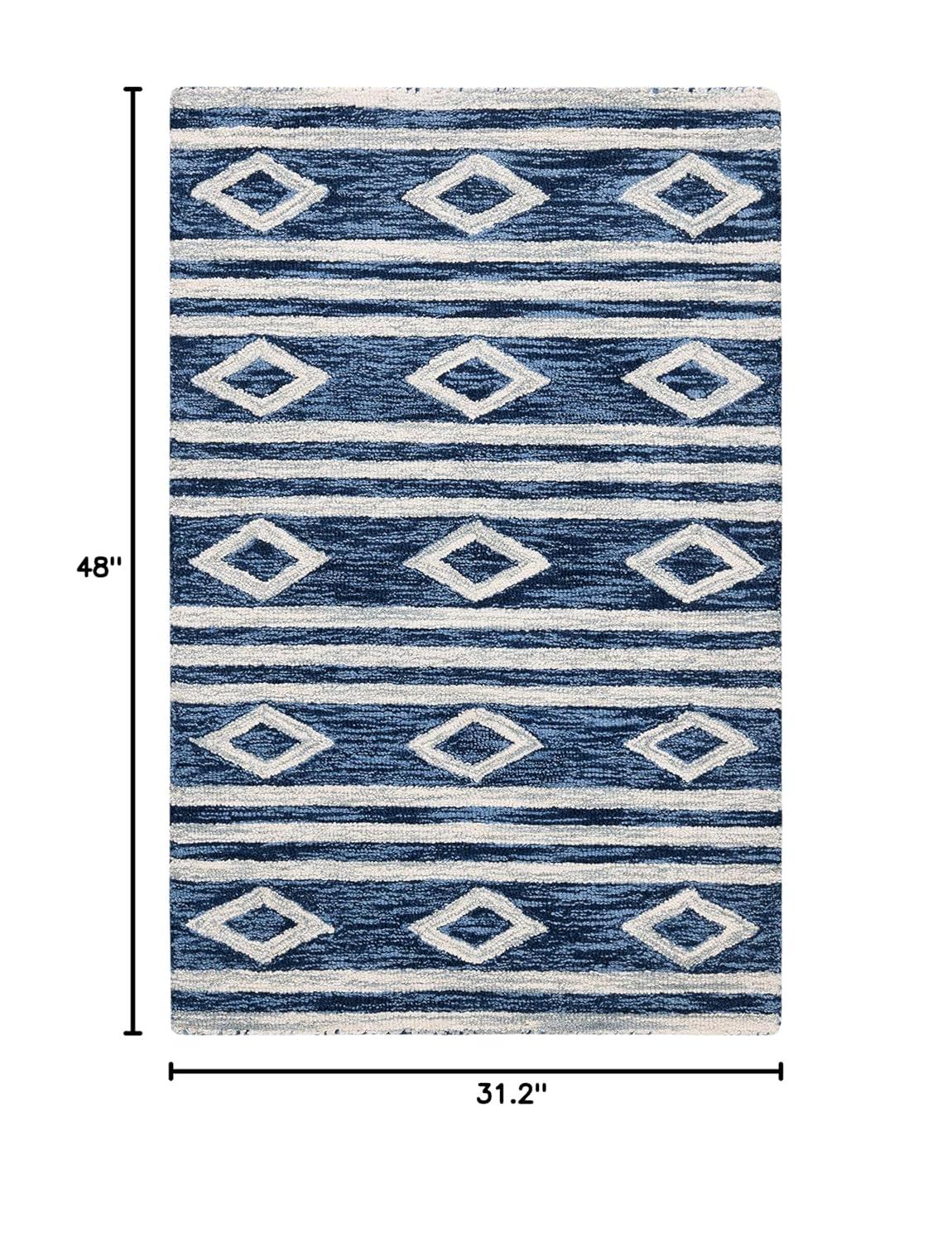 Micro-Loop MLP153 Hand Tufted Indoor Accent Rug - Navy/Ivory - 2'6"x4' - Safavieh