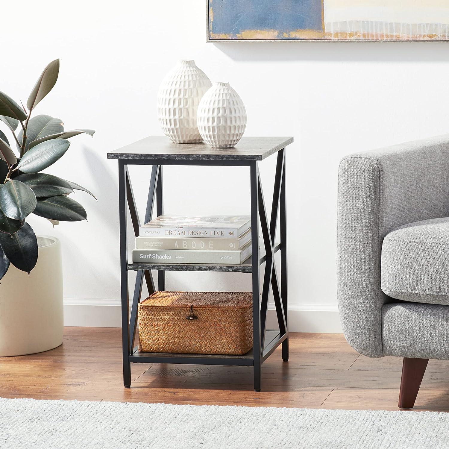 Tucson 3 Tier End Table, Weathered Gray