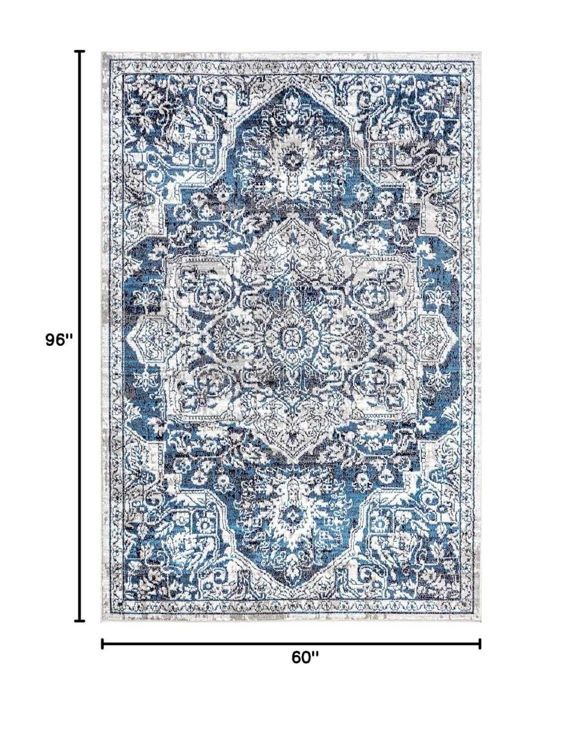 Nuloom Maryanne Geometric 5x8 Indoor Area Rug for Living Room Bedroom Dining Room Kitchen, Blue/Ivory