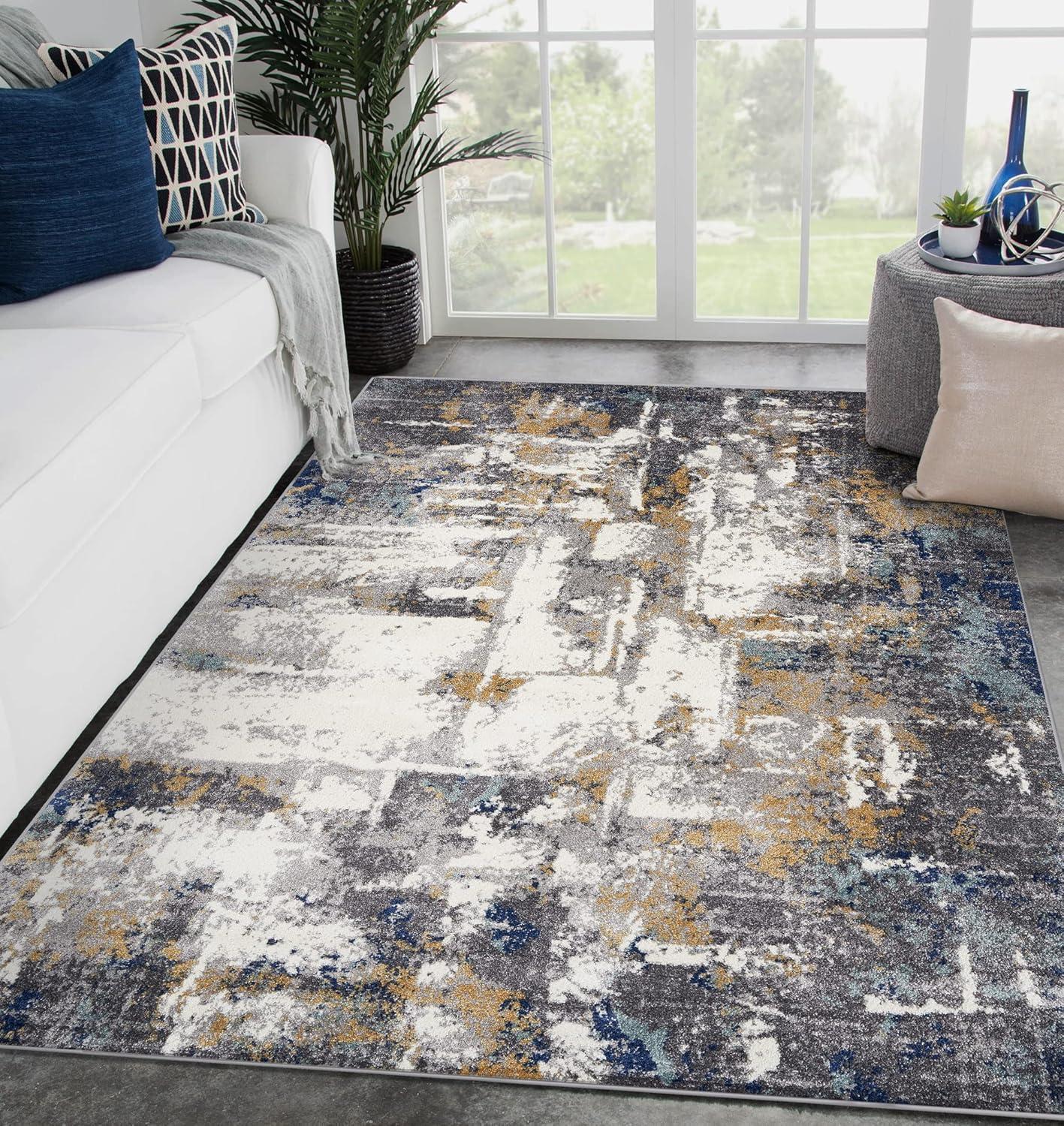 Abstract Elegance Gray 8' x 10' Synthetic Area Rug