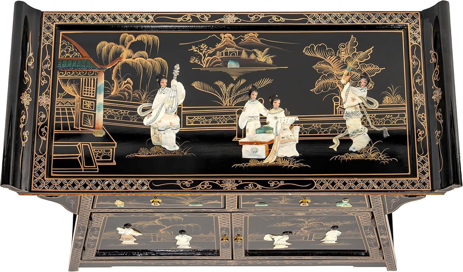 Oriental Furniture Rosewood Altar Cabinet, Two-Tone, 27.50"H