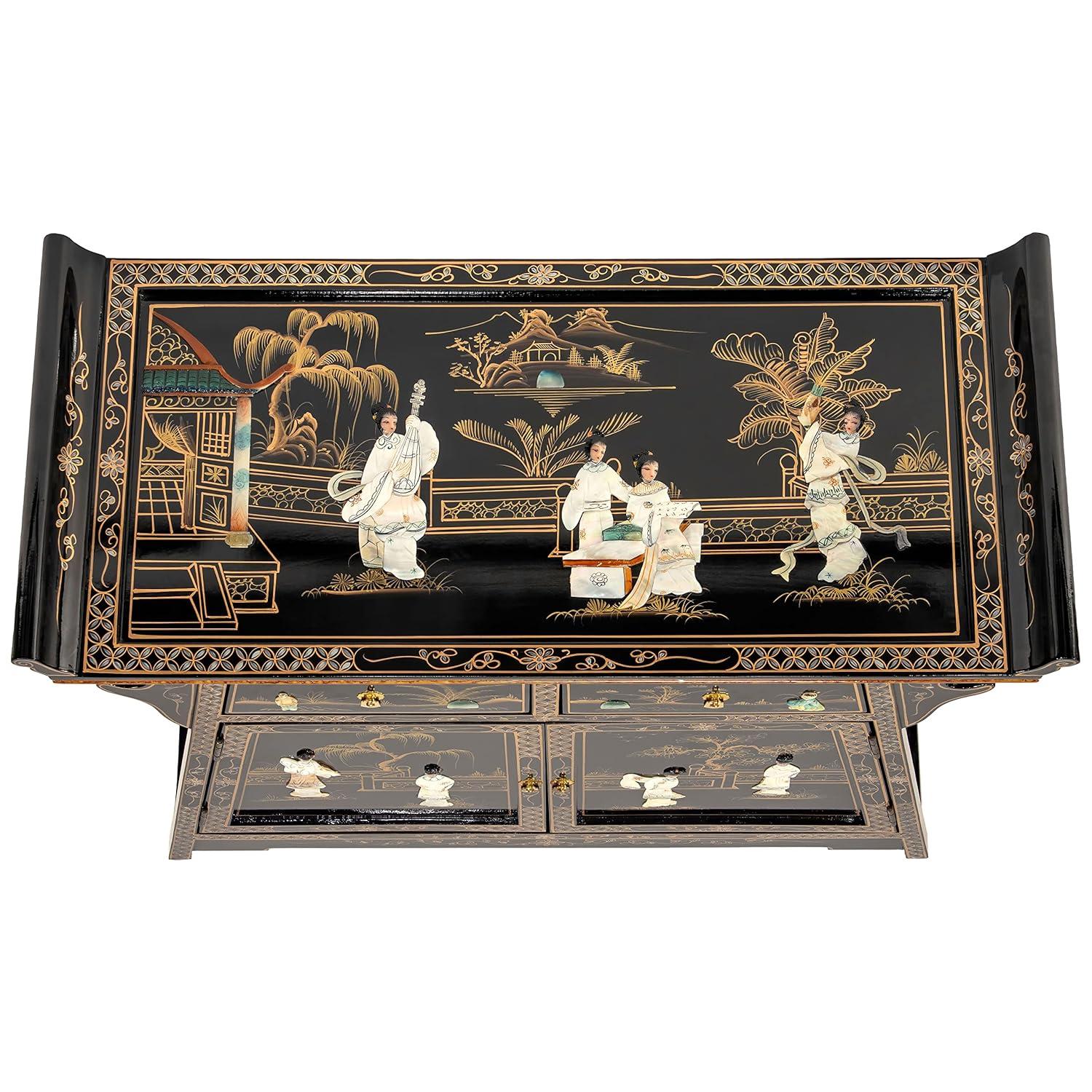 Oriental Furniture Rosewood Altar Cabinet, Two-Tone, 27.50"H