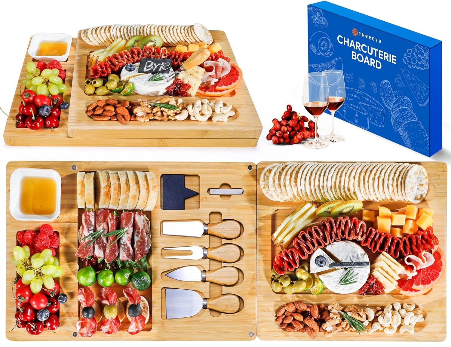 Large Bamboo Cheese Board Set; for Mom, House Warming Gifts, Wedding Gifts, Bridal Shower Gift, Thanksgiving Gifts