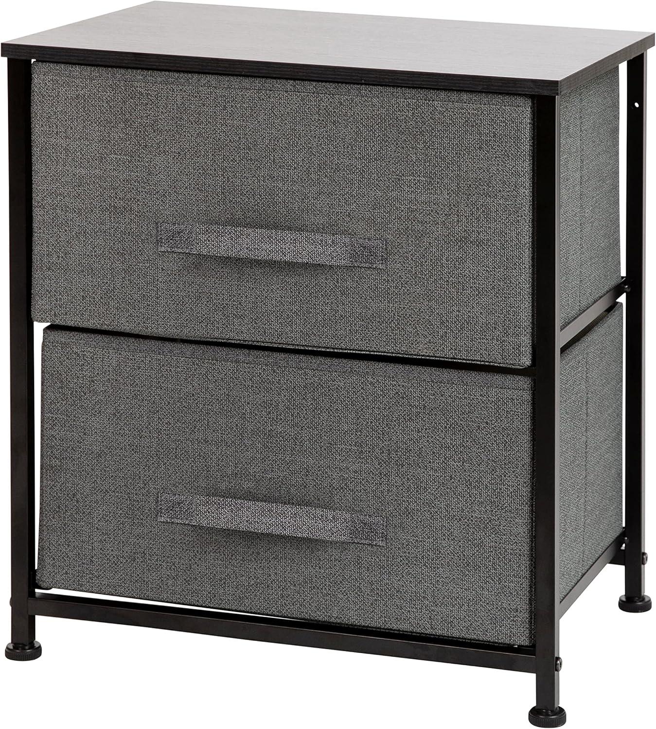 Malone 2 Drawer Storage Stand with Wood Top & Fabric Pull Drawers