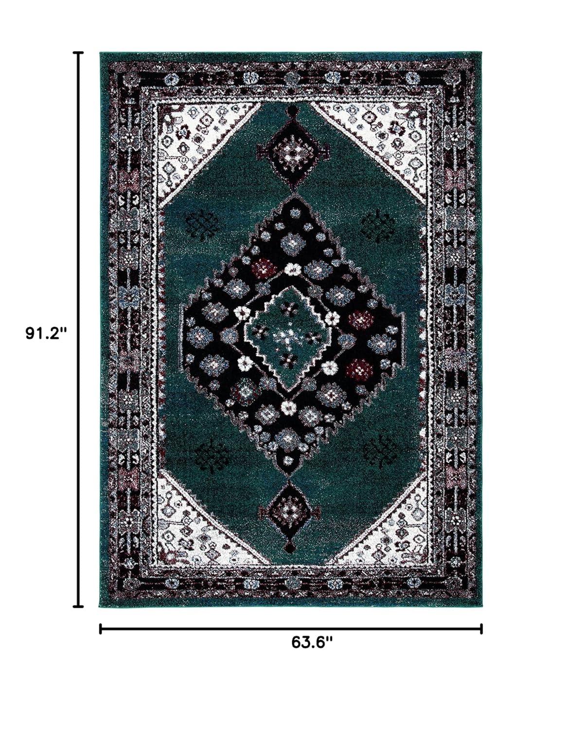 Vintage Hamadan VTH202 Power Loomed Area Rug - Green/Black - 5'3"x7'6" - Safavieh.