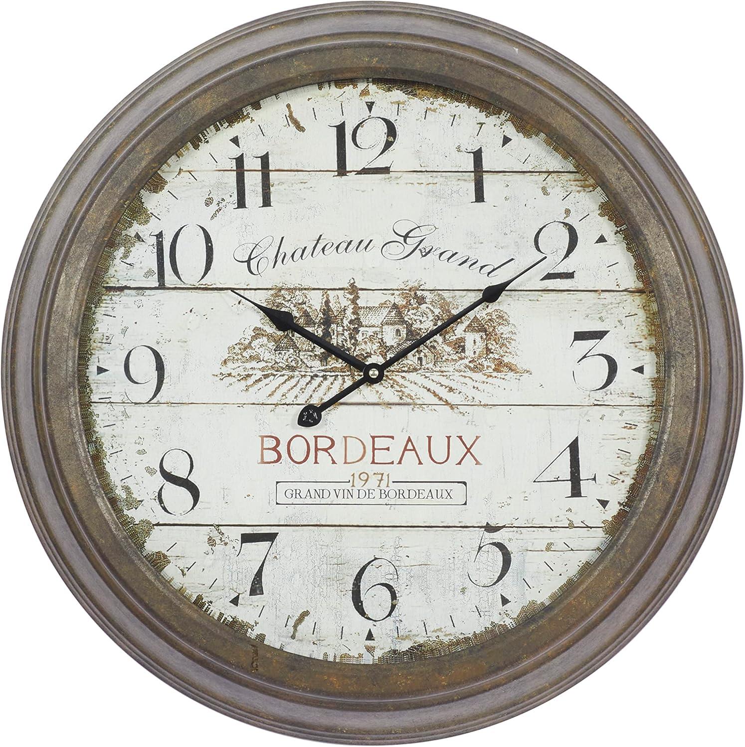 Metal Wall Clock with Bordeaux Brown - Olivia & May