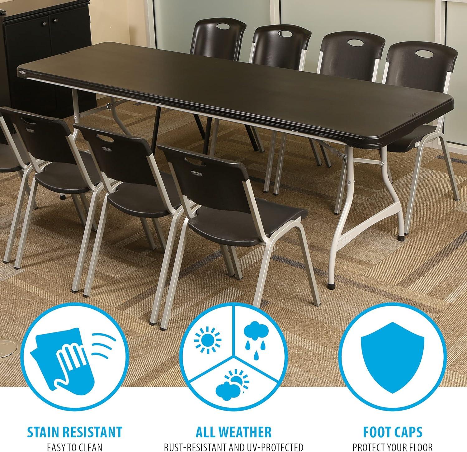 96" Black Polyethylene Folding Table with Stainless Steel Legs