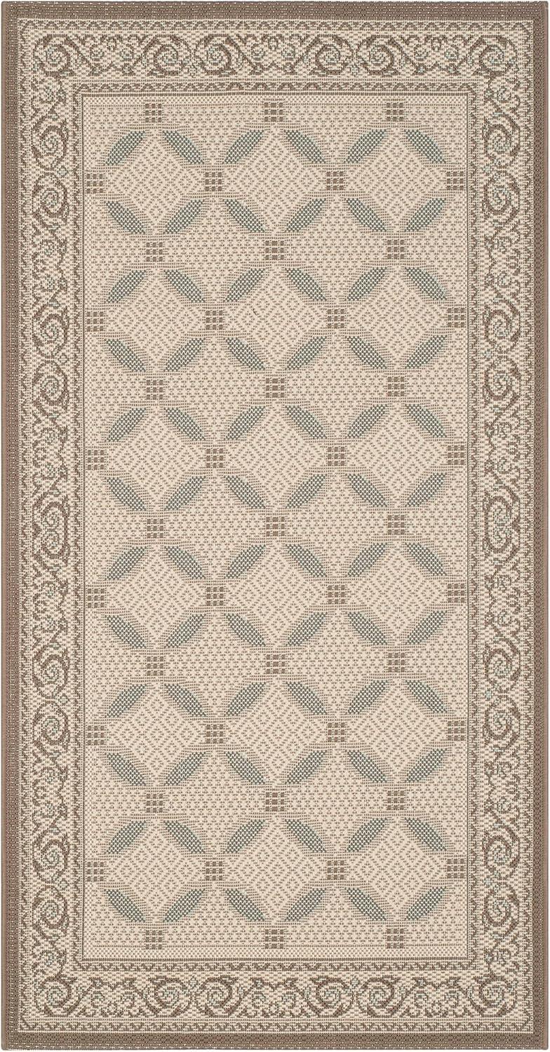 Courtyard CY7107 Power Loomed Indoor/Outdoor Area Rug - Beige/Dark Beig - 5'3"x7'7" - Safavieh.