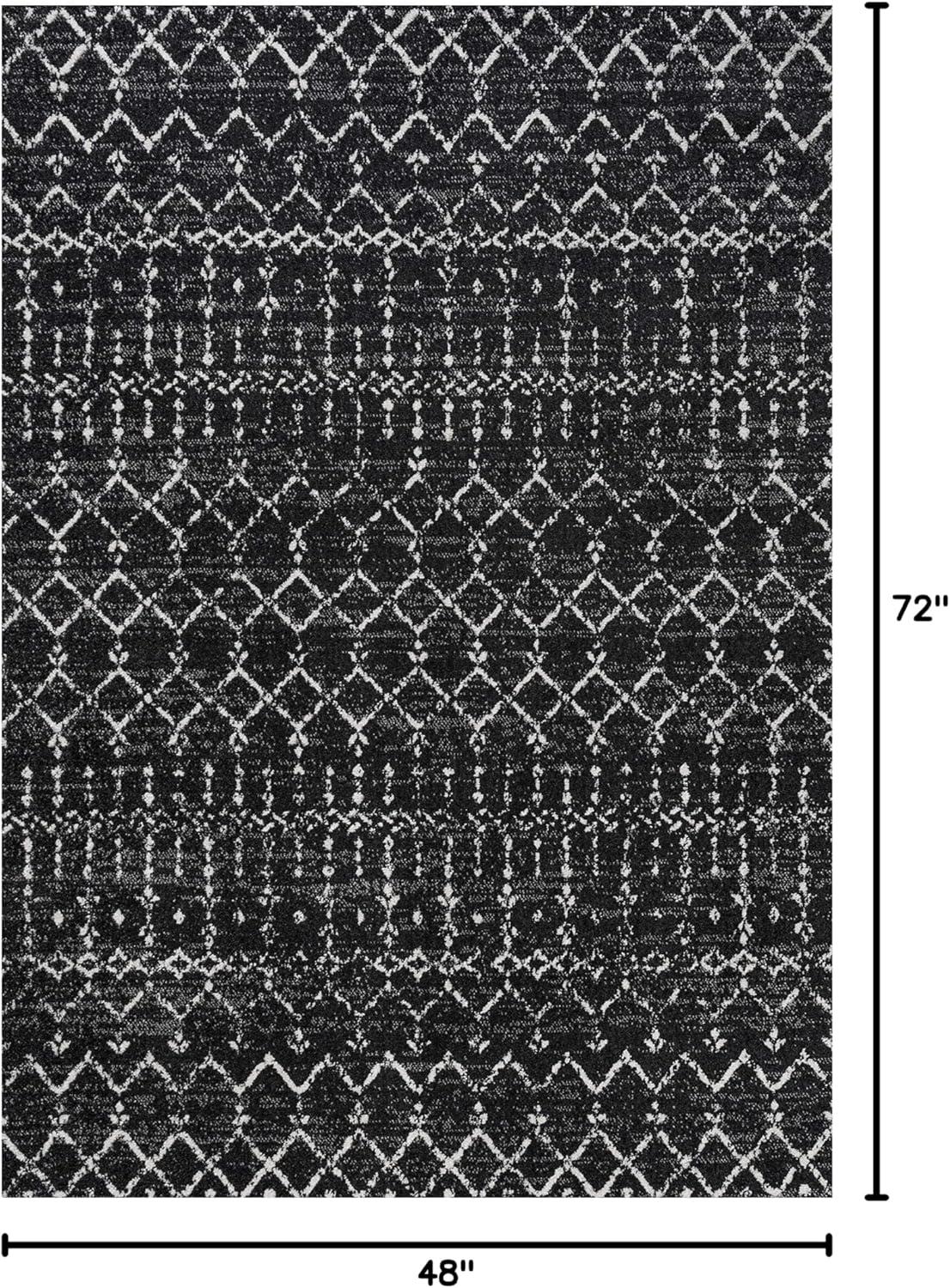 JONATHAN Y Moroccan HYPE Boho Vintage Diamond Black/Ivory 4 ft. x 6 ft. Area Rug