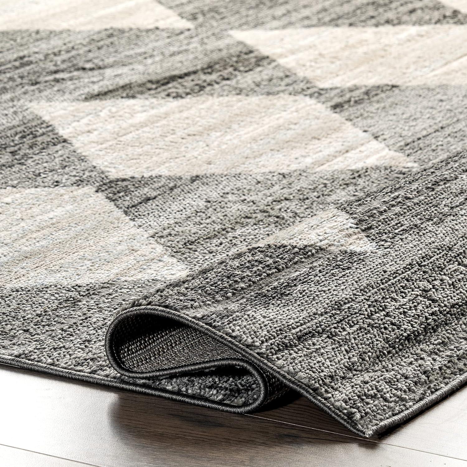 Nuloom Gianna Geometric 2x8 Runner Indoor Area Rug for Living Room Bedroom Dining Room Entryway Hallway Kitchen, Grey/Ivory