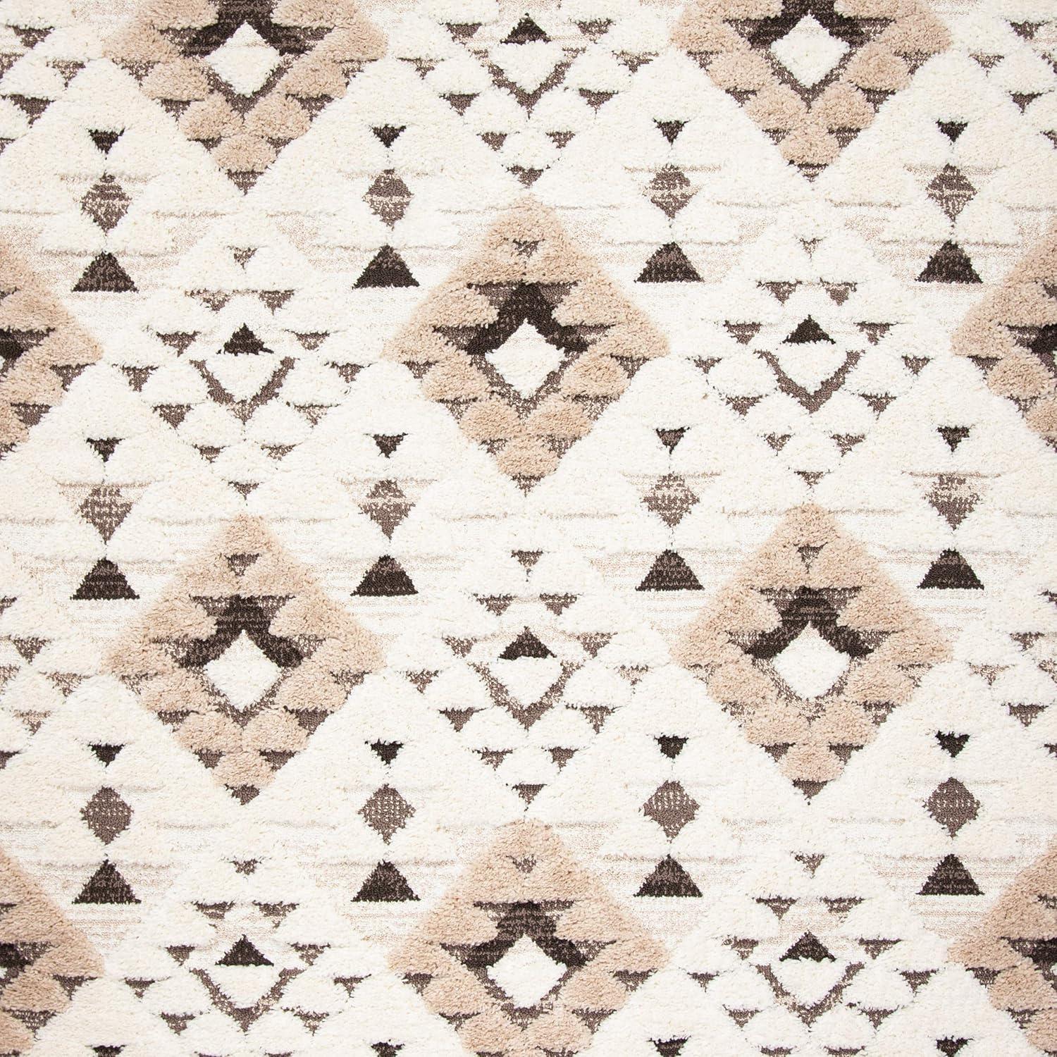 Moroccan Tassel Shag MTS688 Power Loomed Indoor Area Rug - Ivory/Brown - 9'x12' - Safavieh