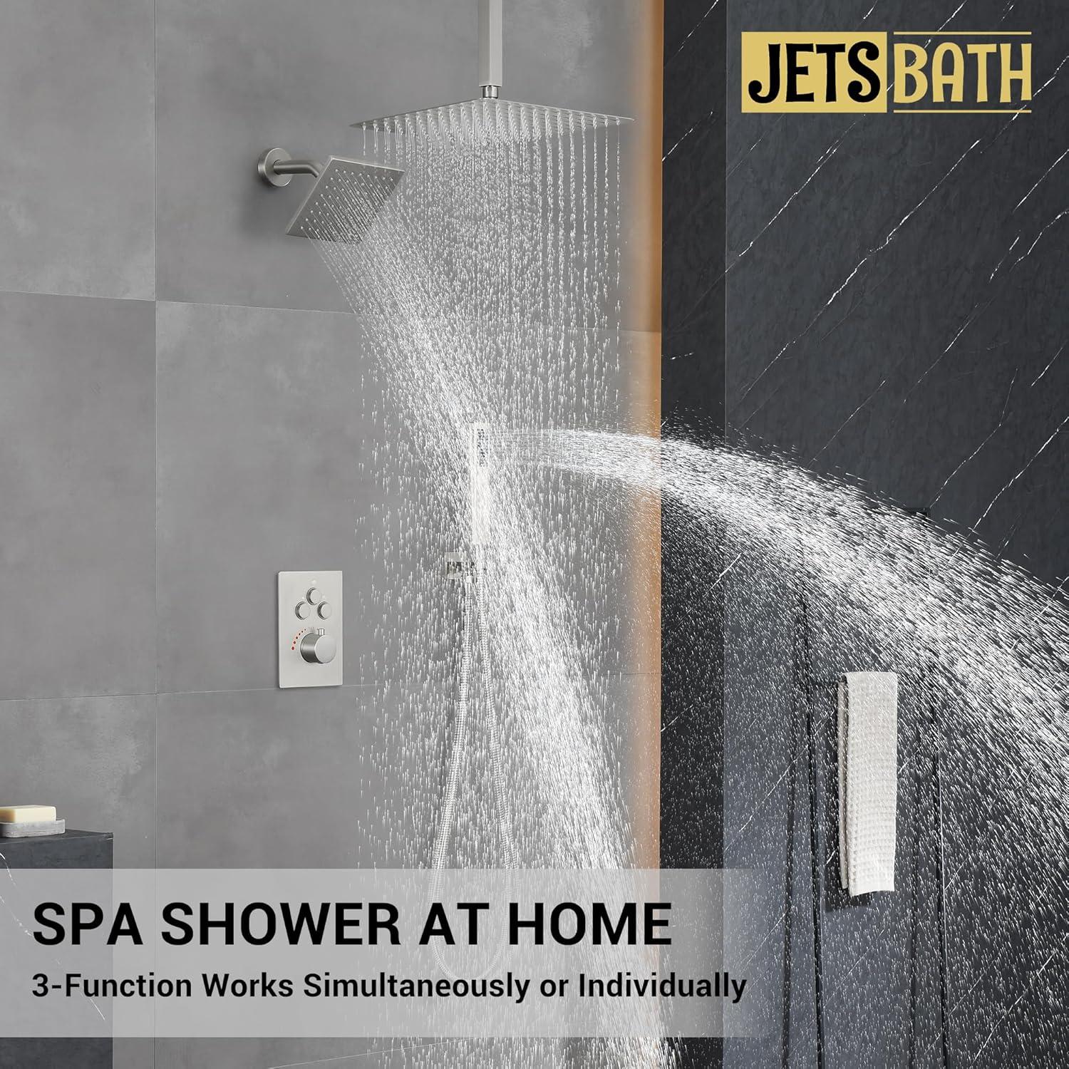 Revitalize 12 Inch Luxury Thermostatic Complete Shower System with Rough-in Valve