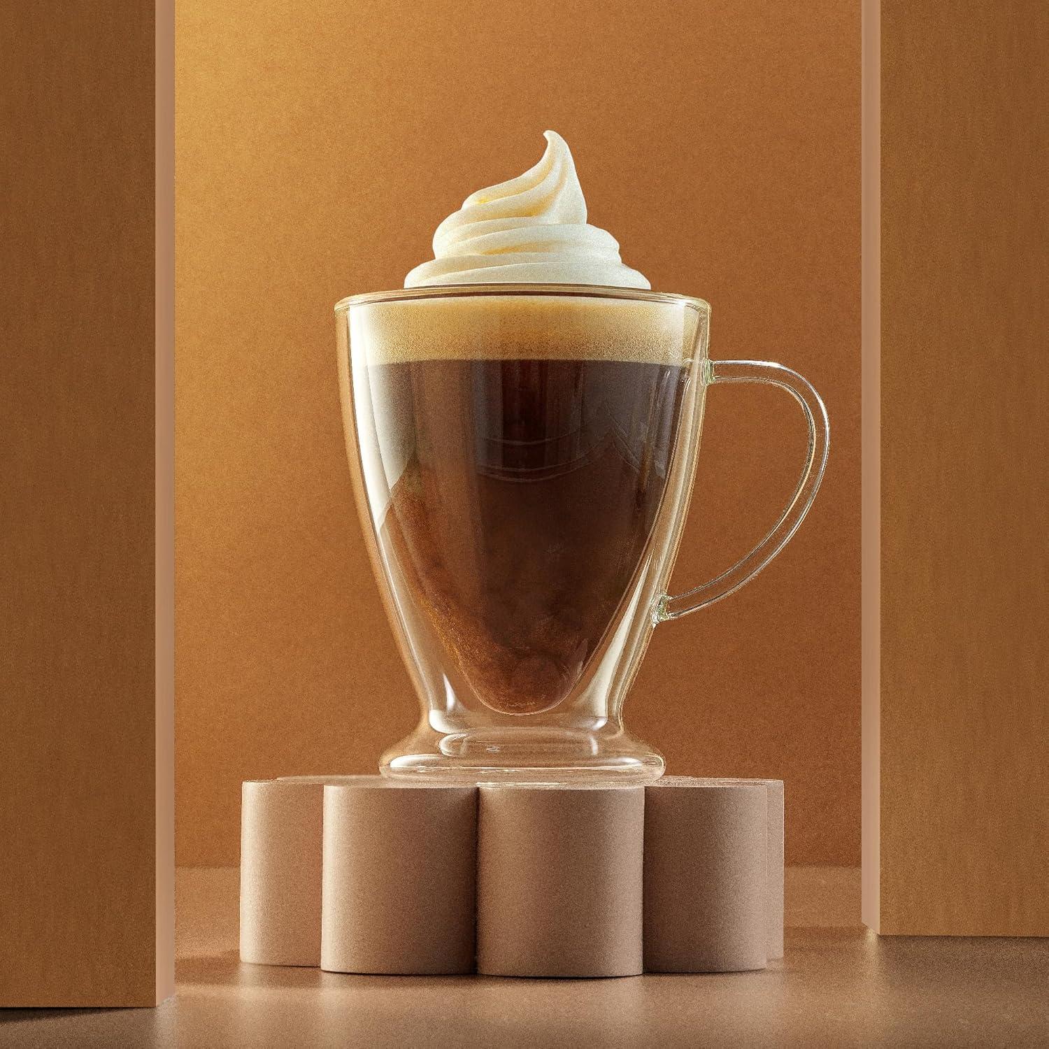 JoyJolt Declan Irish Double Wall Insulated Glass Coffee Cups - Set of 2 -15-Ounces