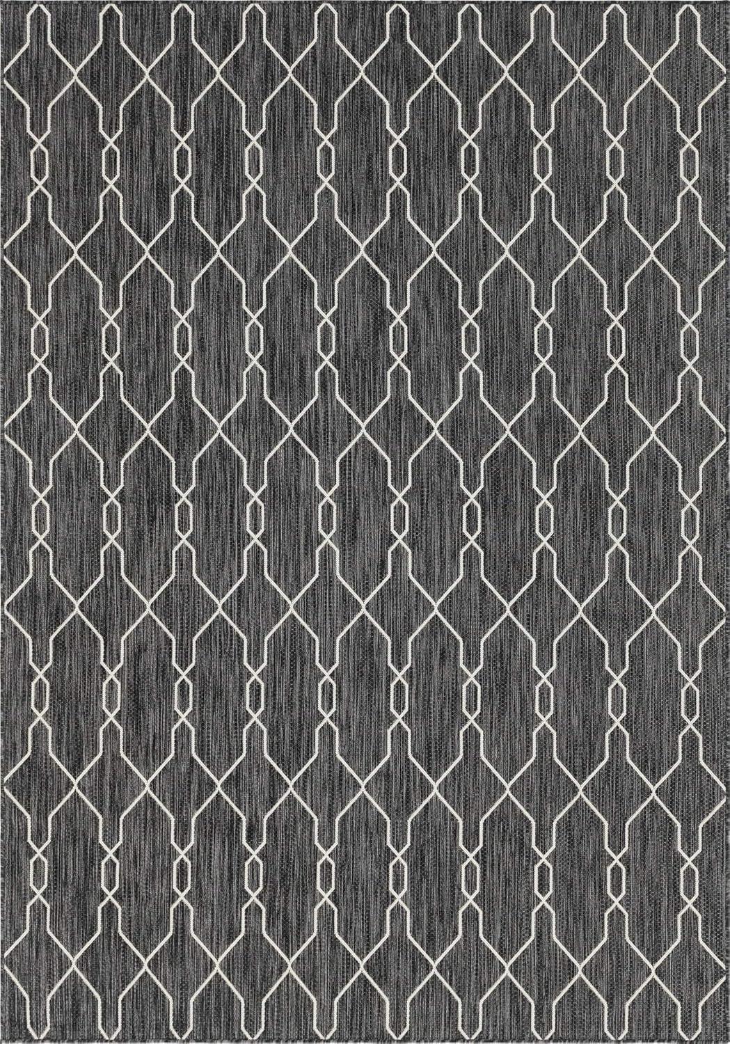 Unique Loom Outdoor Trellis Collection Area Rug - Links Trellis (7' 10" x 11' Rectangle Blue/Ivory)