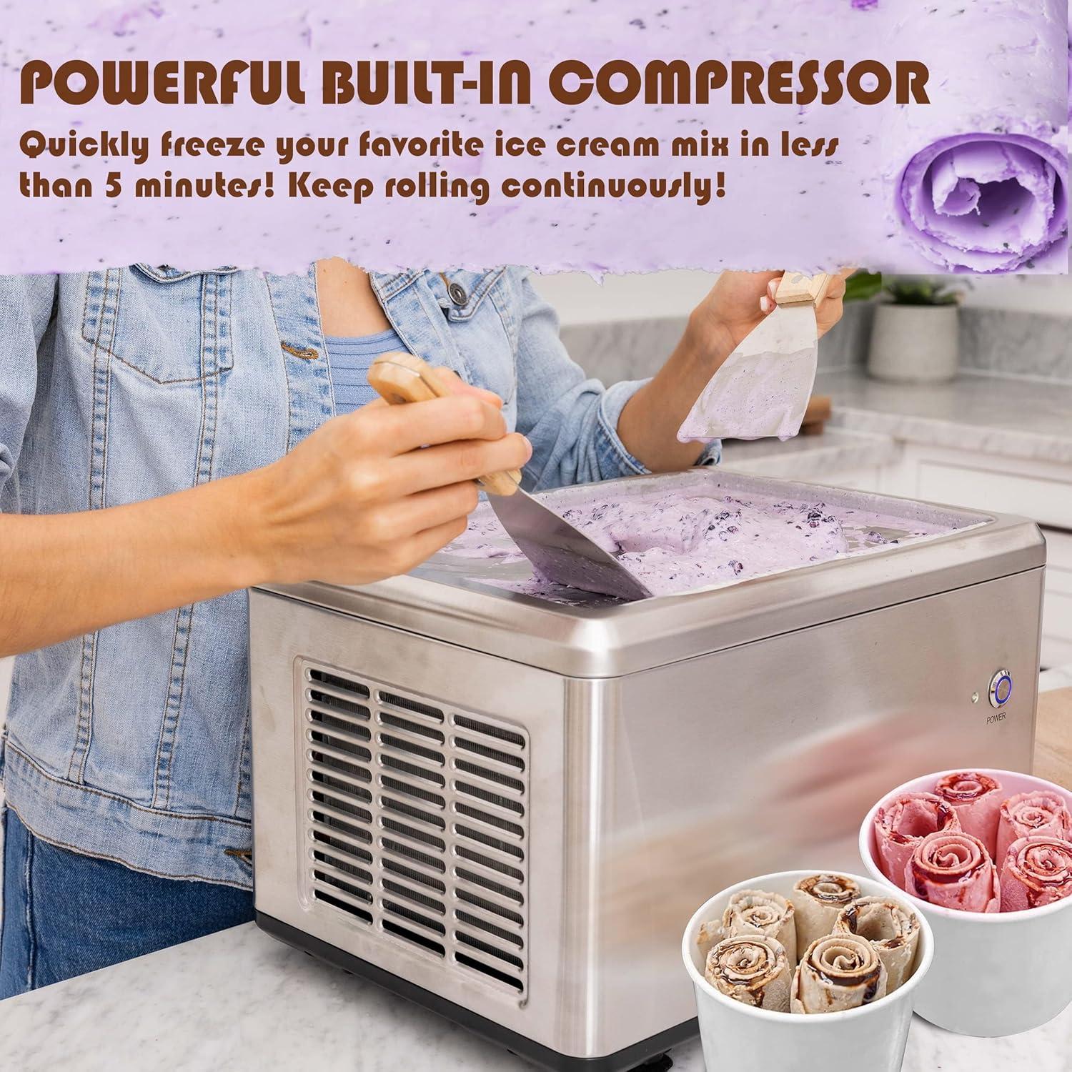 Whynter Portable Instant Ice Cream Maker Frozen Pan Roller in Stainless Steel