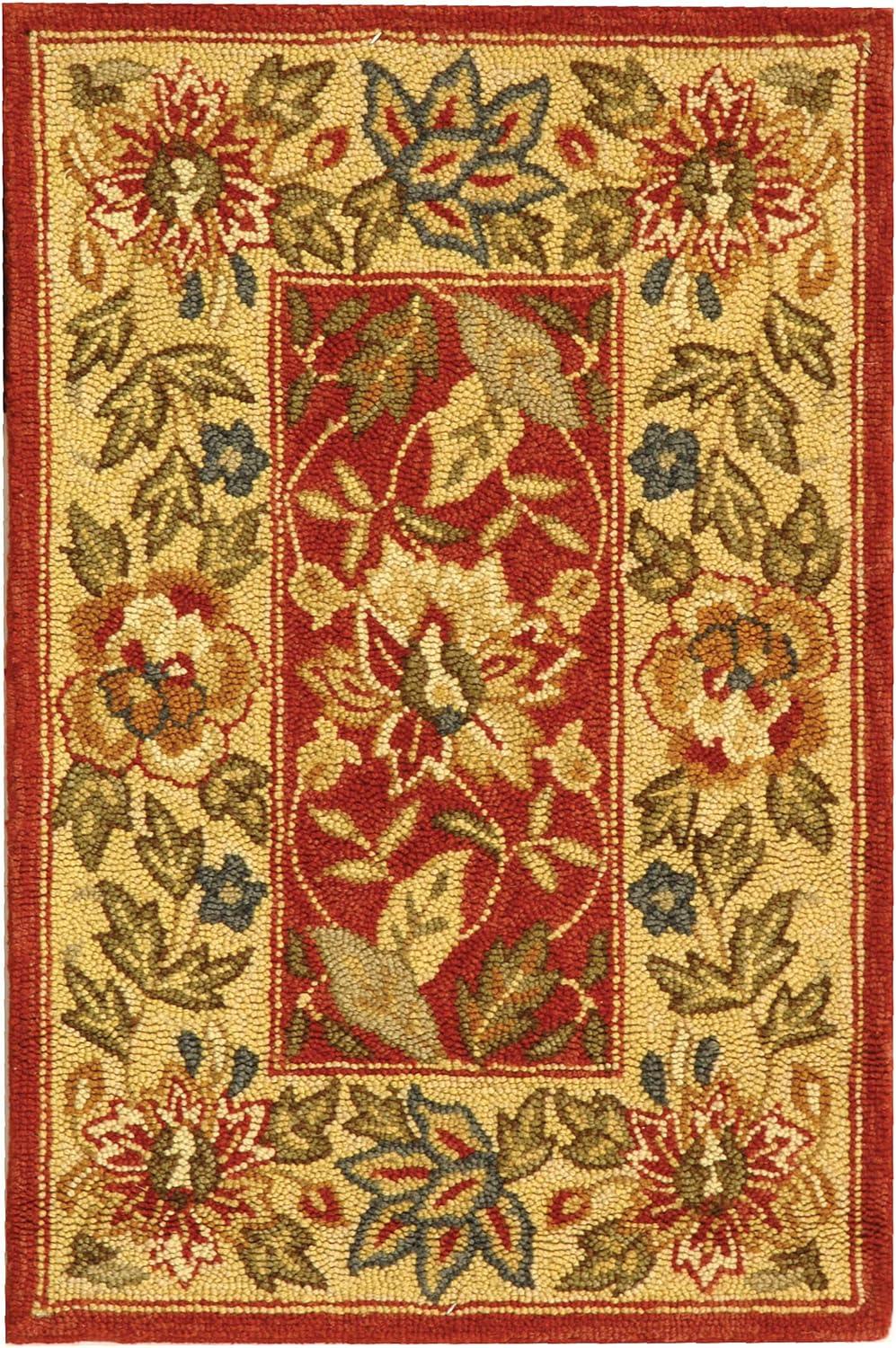 Chelsea HK140 Hand Hooked Area Rug - Red/Ivory - 3'9"x5'9" - Safavieh.