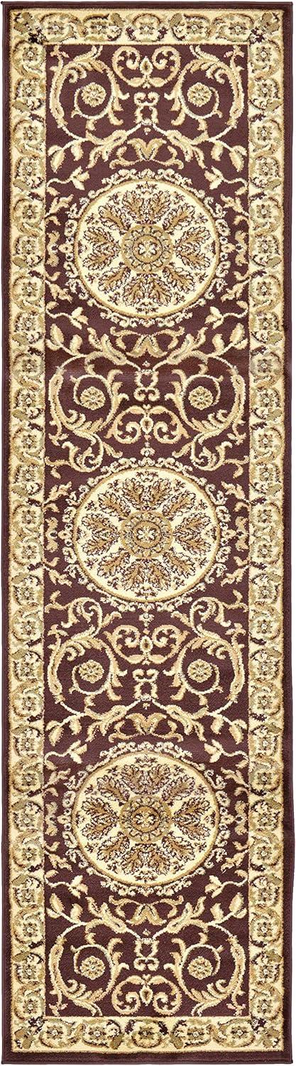 Versailles Classic Medallion Brown/Ivory 2'7" x 10' Runner Rug