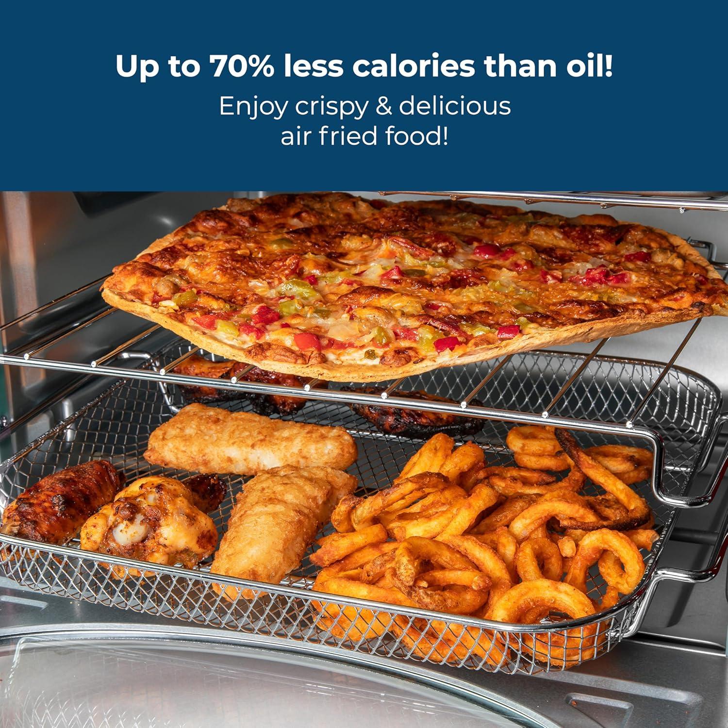 Nostalgia Nostalgia Large-Capacity 0.7-Cu. Ft. Capacity Multi-Functioning Retro Air Fryer Toaster Oven, Fits 12 Slices of Bread and Two 12-Inch Pizzas, Built In Timer, Includes Baking Pan, Wire Racks and Crumb Tray