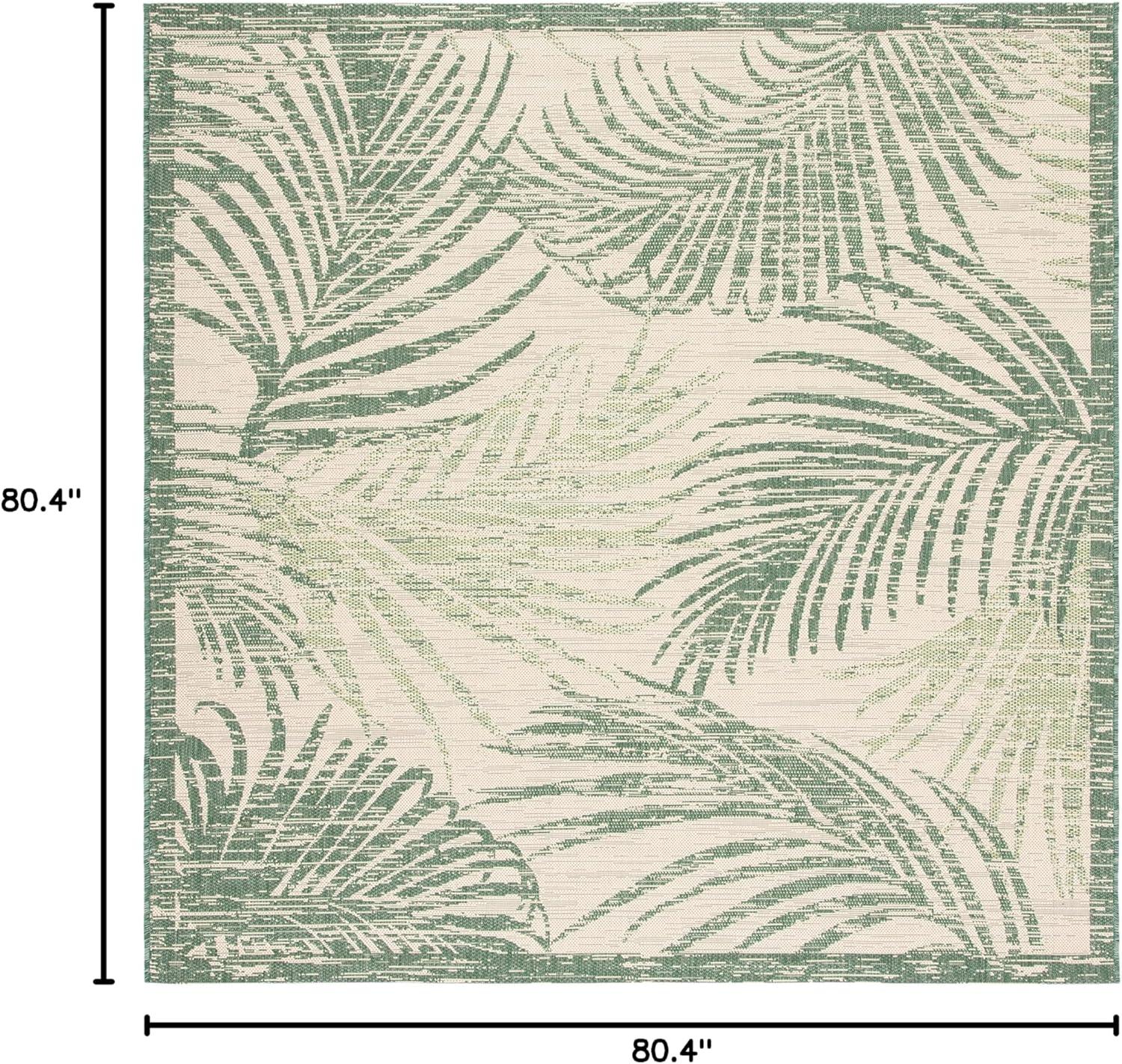 Courtyard CY7557 Power Loomed Indoor/Outdoor Area Rug - Beige/Green - 6'7"x6'7" - Safavieh.