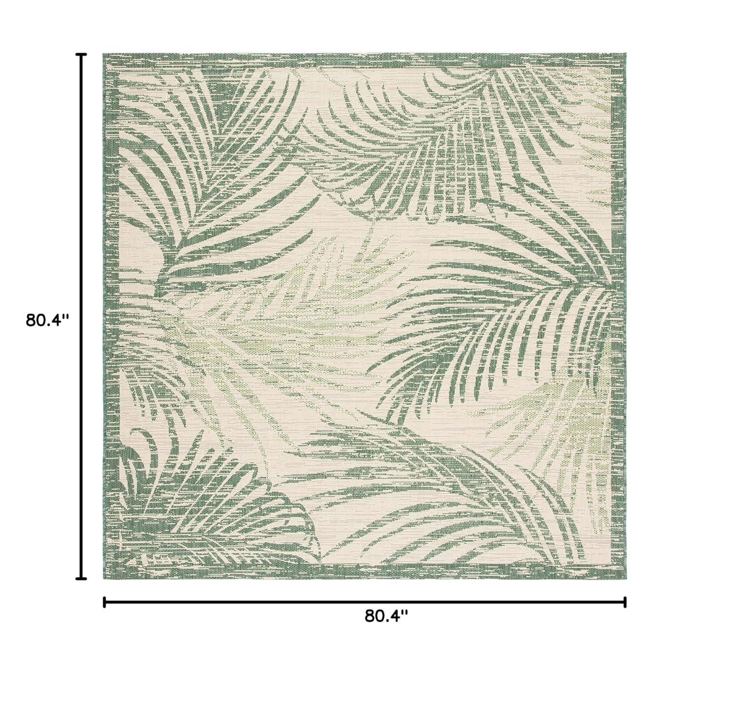 Courtyard CY7557 Power Loomed Indoor/Outdoor Area Rug - Beige/Green - 6'7"x6'7" - Safavieh.