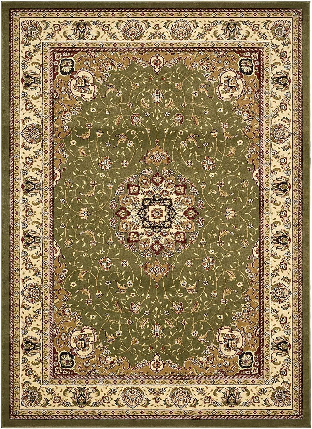 Sage and Ivory Traditional Square Area Rug, 10' x 10'