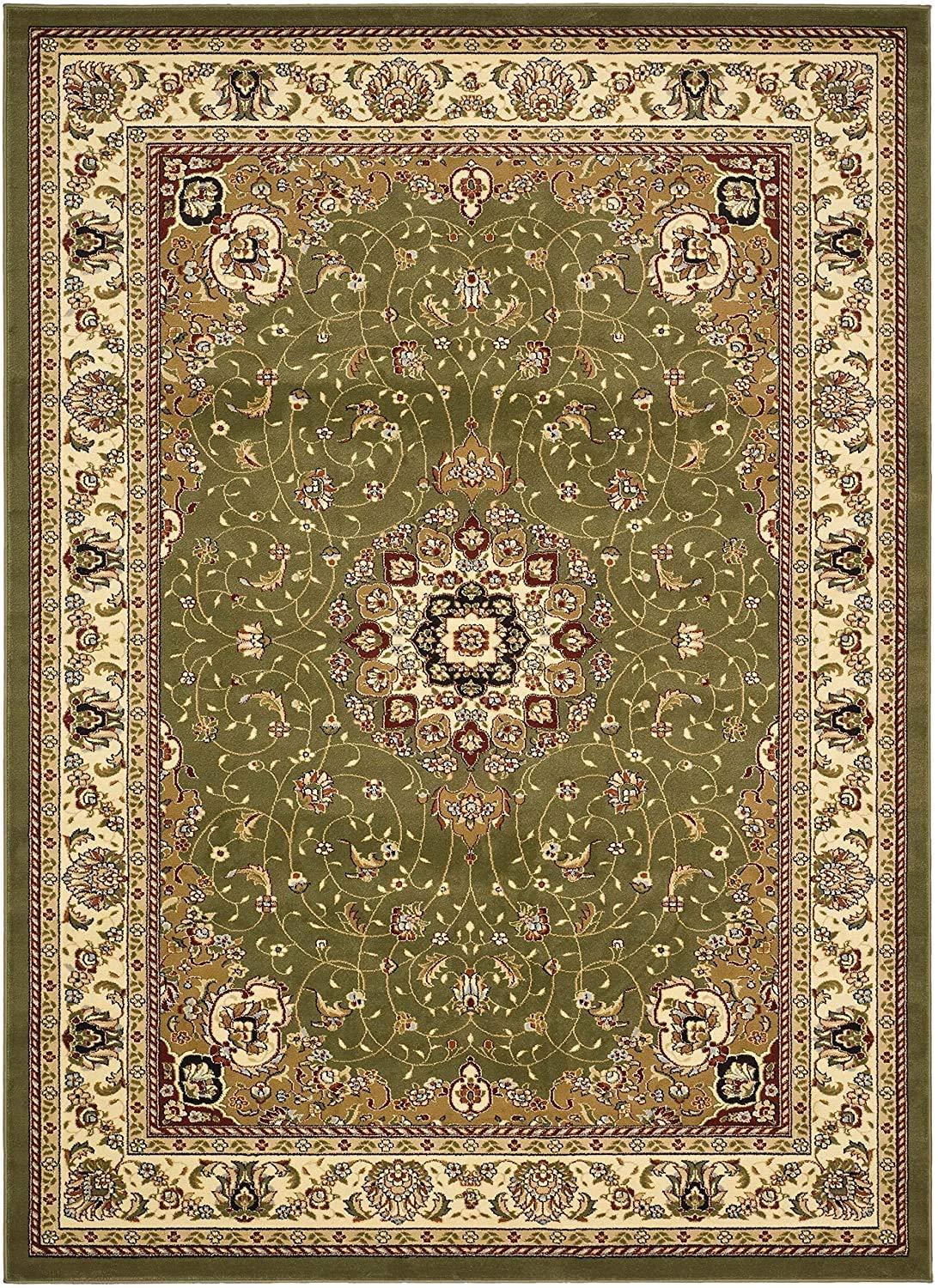SAFAVIEH Lyndhurst Gabriella Traditional Bordered Area Rug, Sage/Ivory, 10' x 10' Square
