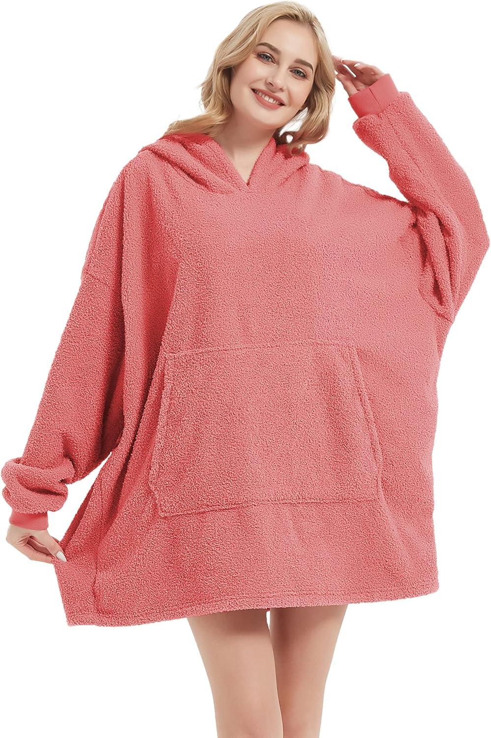 Bedsure Bedsure Wearable Blanket Hoodie Gifts For Women - Cozy Sherpa Hoodie Blanket For Adult Men, Warm Hooded Blanket Sweatshirt