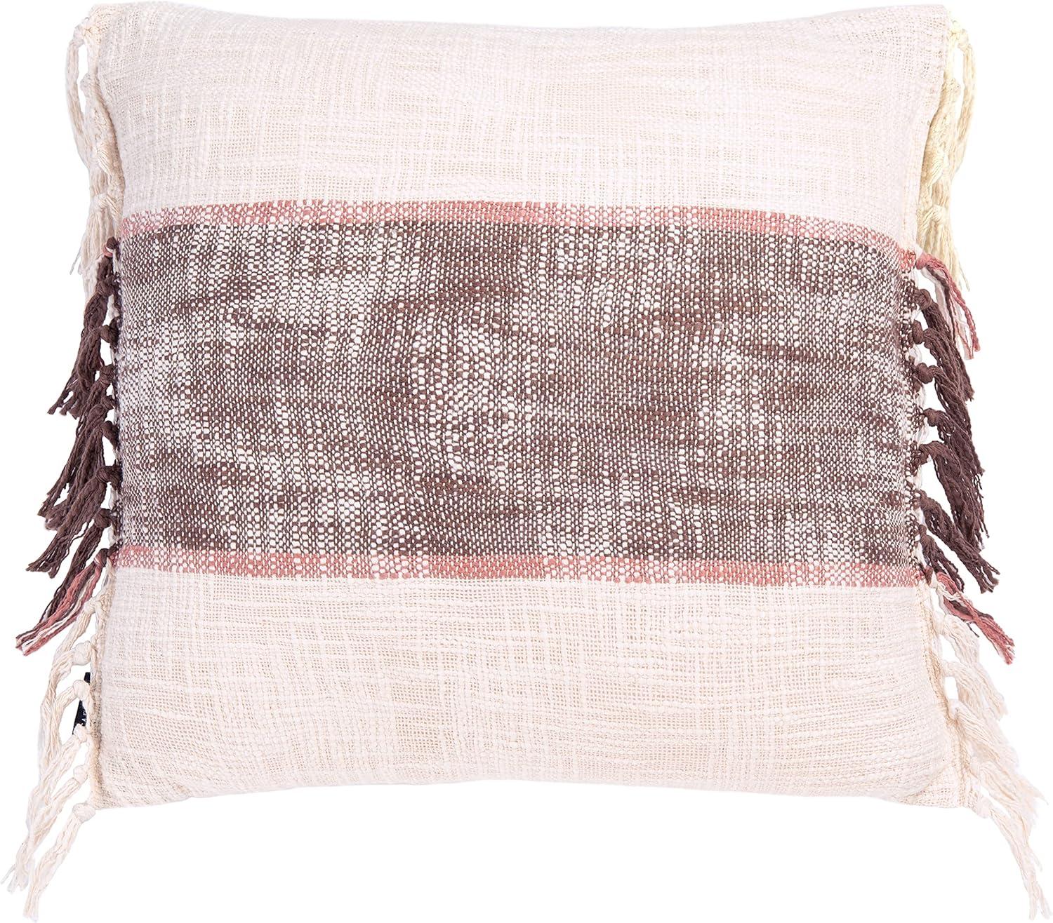 Lencia Fringed Cotton Reversible Throw Pillow