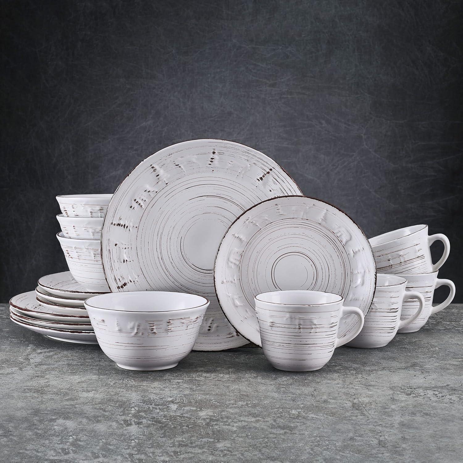 Pfaltzgraff Trellis Lodge 16 Piece Stoneware Dinnerware Set White