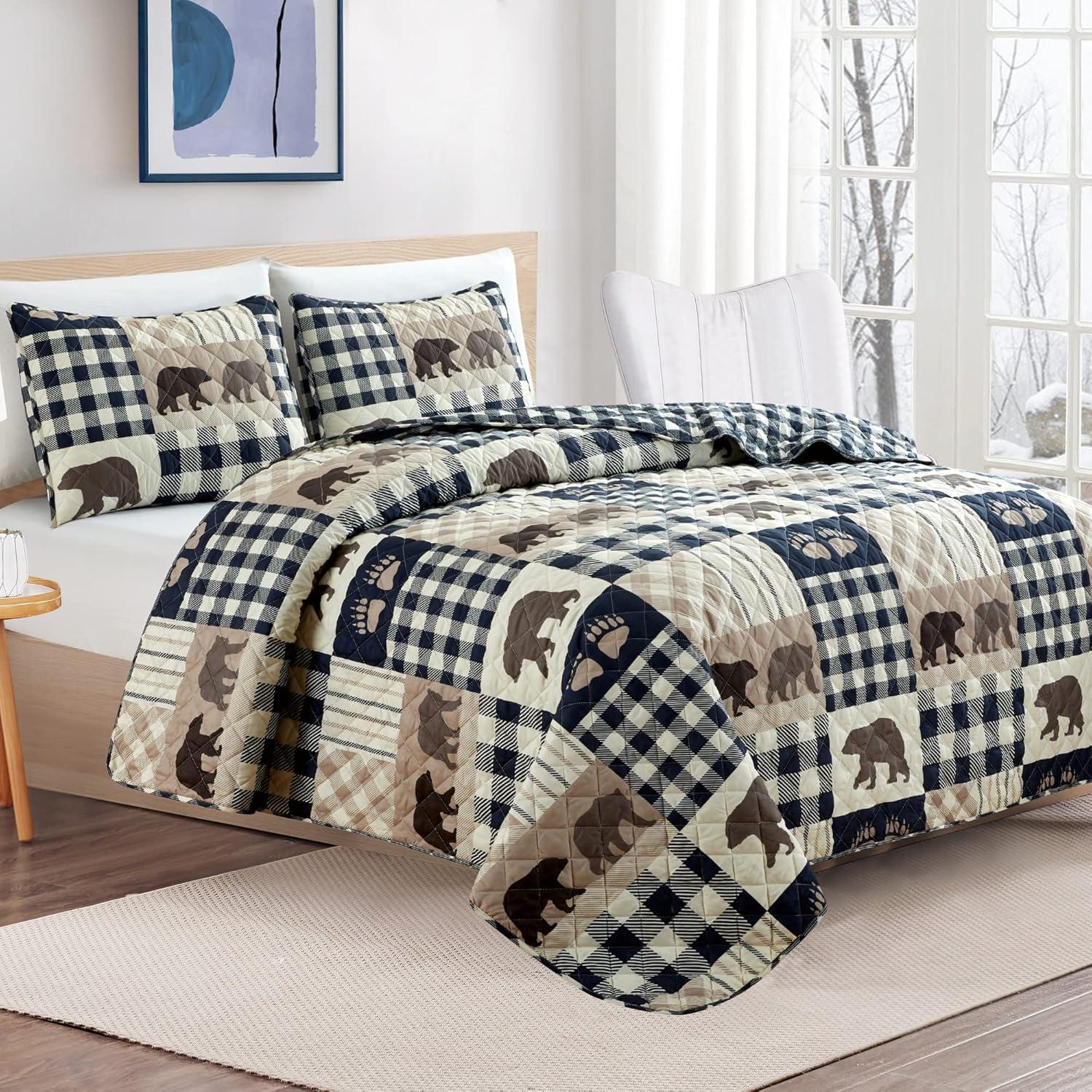 Market & Place Orson Bear Lodge Reversible Quilt Set