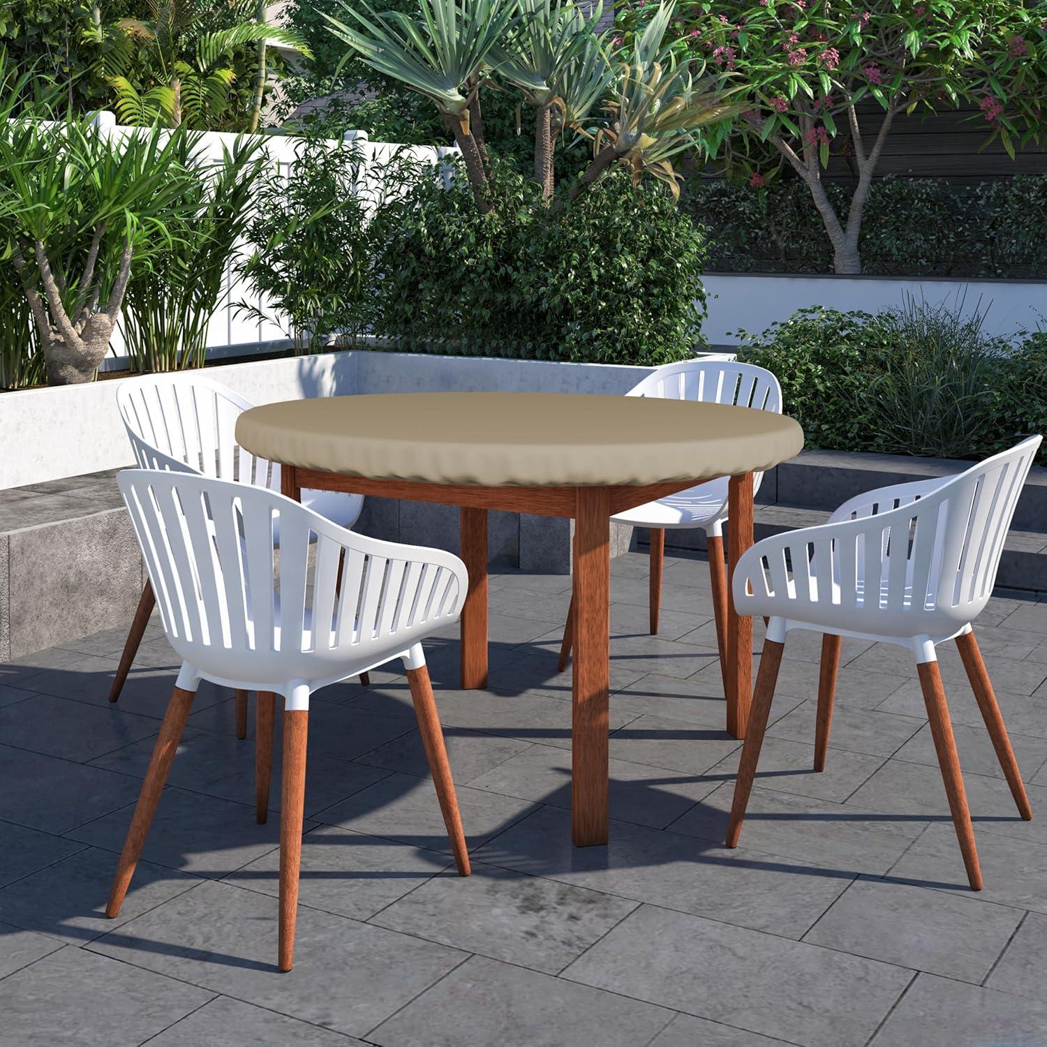 Covers & All Round Table Top Cover, 12 Oz Waterproof UV & Weather Resistant, Outdoor Table Cover for Patio Outdoor Furniture (30" Dia x 4" H Inches, Beige)