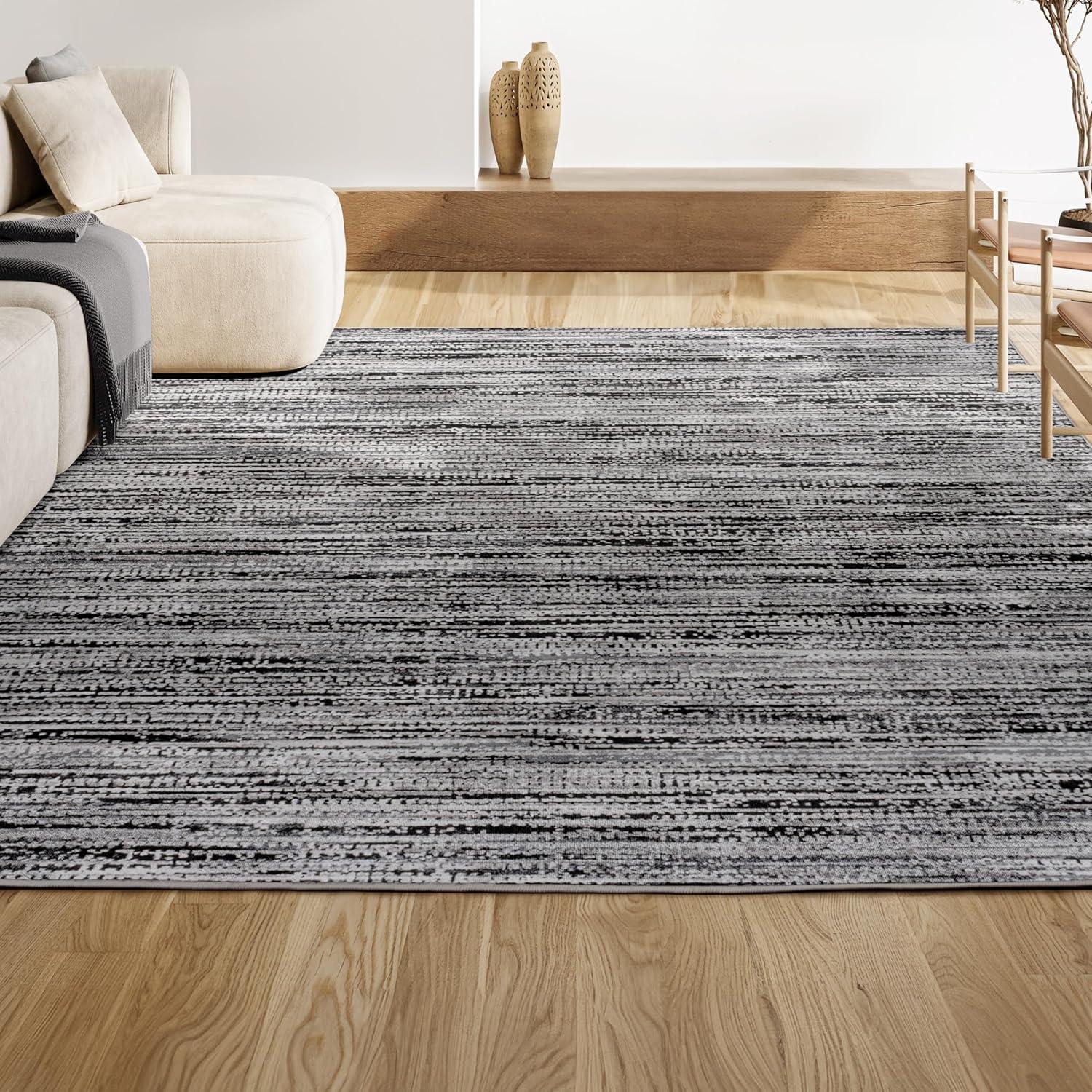 JONATHAN Y Loom Modern Strie'  Black/Gray 8 ft. x 10 ft. Area Rug