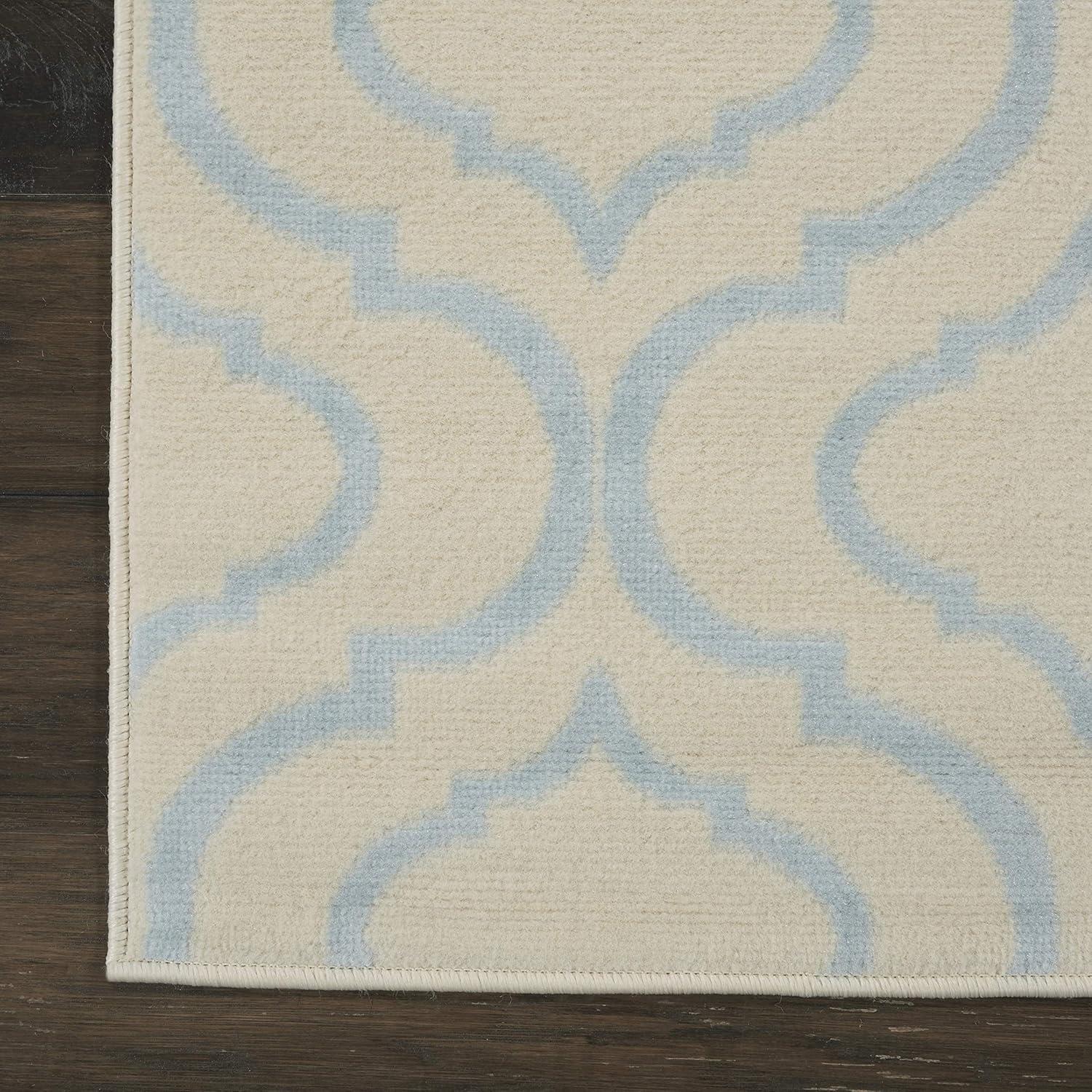 Nourison Jubilant Modern Moroccan Ivory/Blue 2' x 4' Area Rug, (2' x 4')