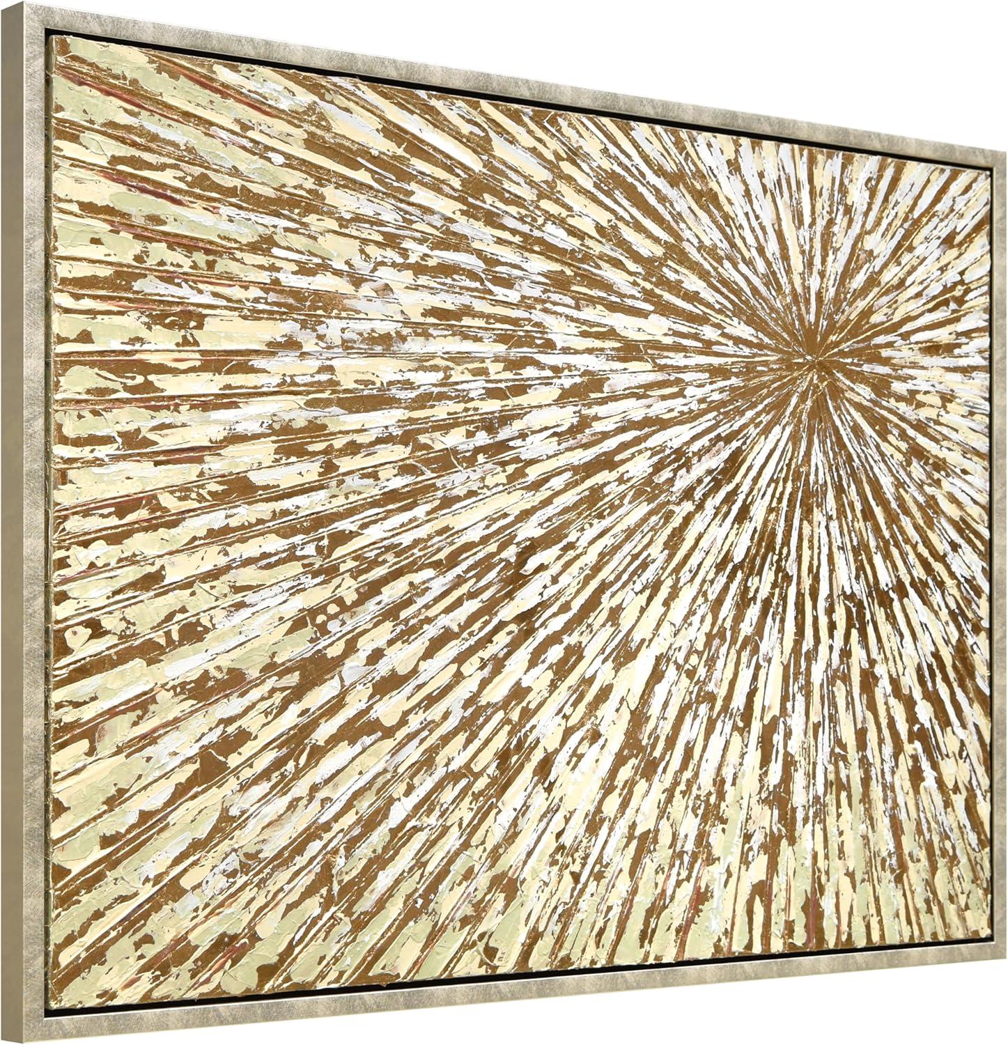 Empire Art Direct Radiant Burst Metallic Hand Painted Framed Canvas Wall Art with Gold Foil