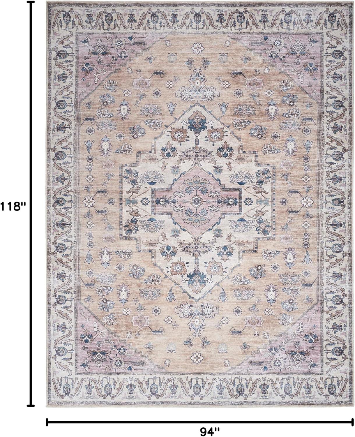 Nourison Washable Brilliance Medallion Indoor Rug Beige Multicolor 7'10" x 9'10"