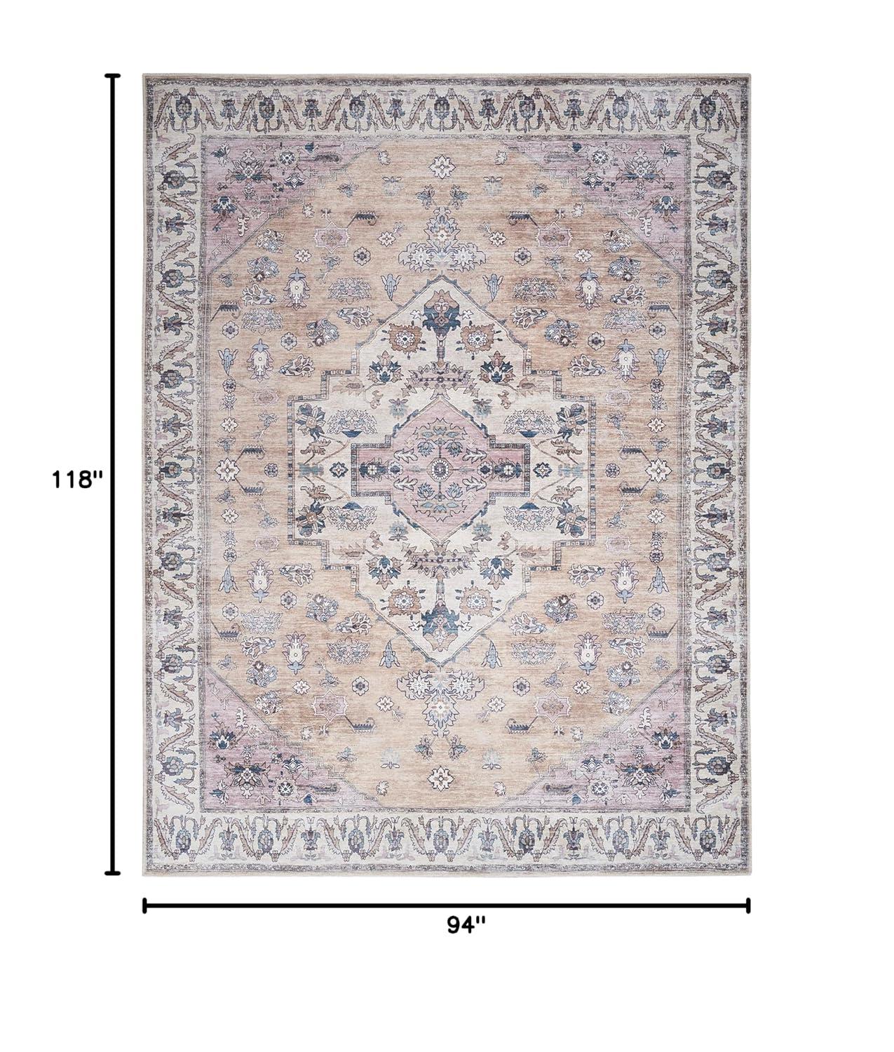Nourison Washable Brilliance Medallion Indoor Rug Beige Multicolor 7'10" x 9'10"