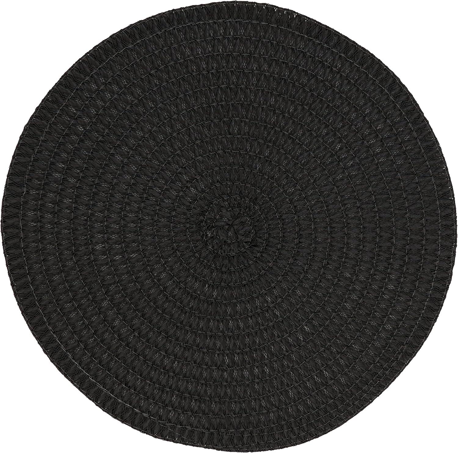 Saro Lifestyle Round Design Table Mats, Black, (Set of 4 pcs)