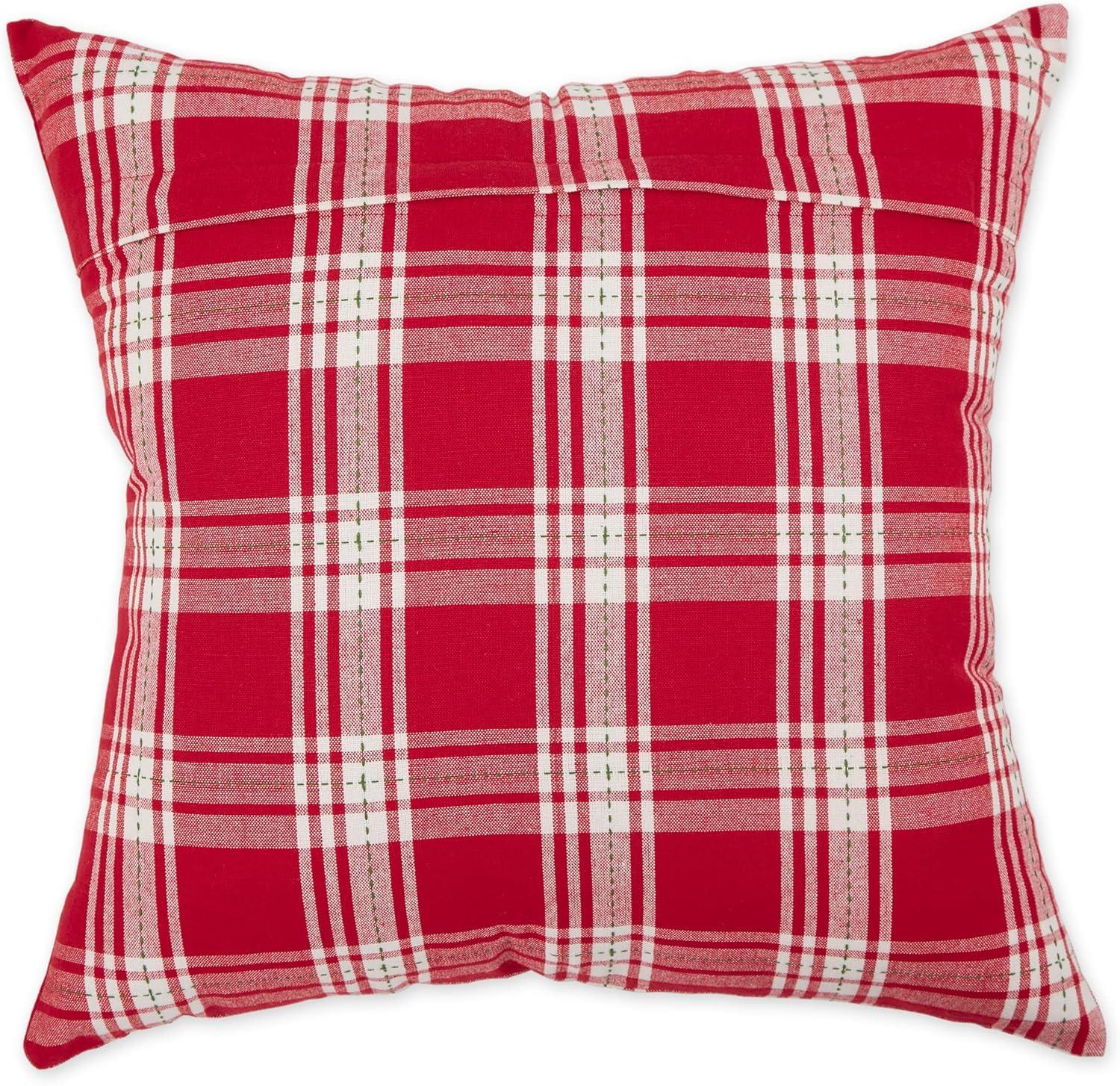 Holiday Sprig & Plaid Cotton Euro Pillow Cover Set