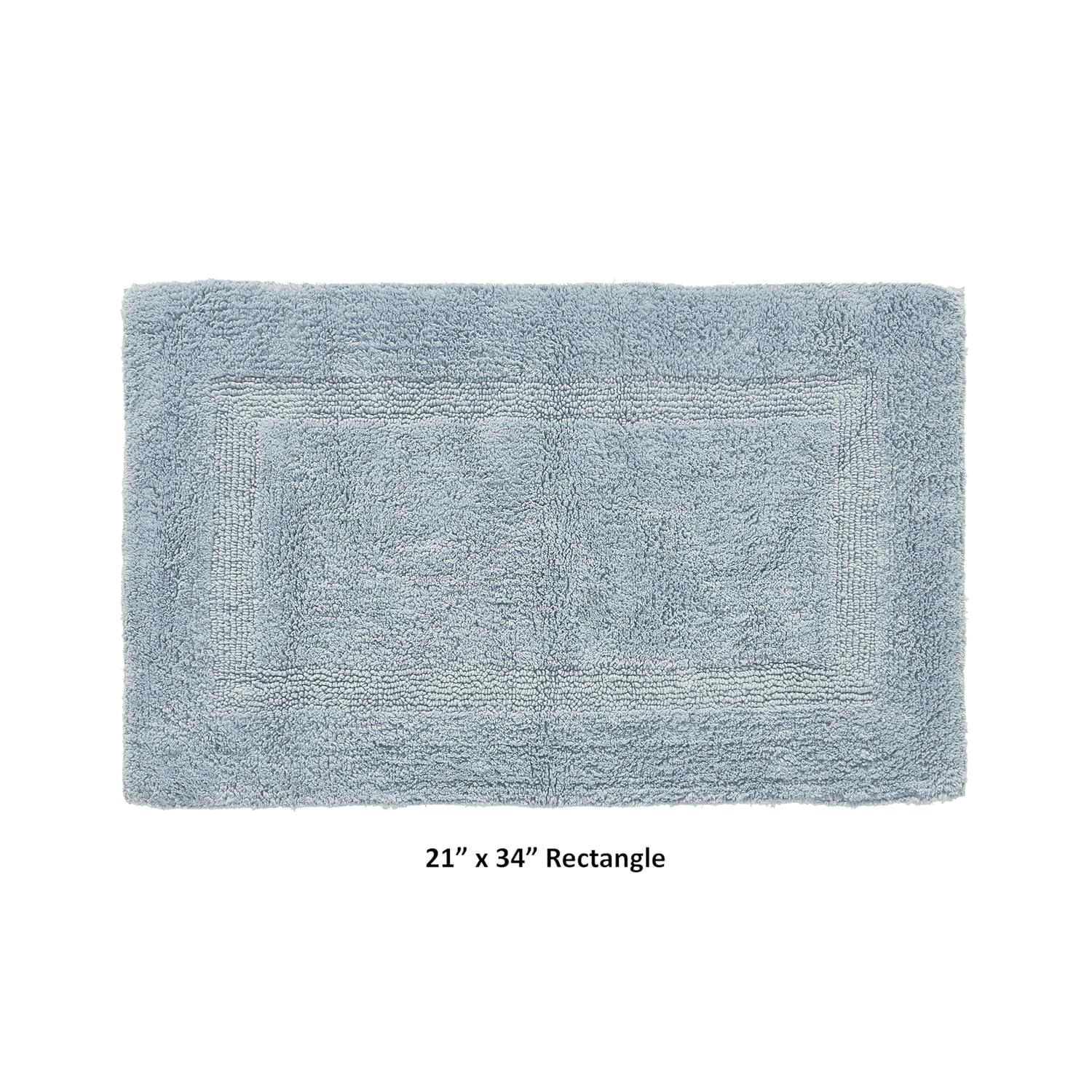 Better Trends Lux 100% Cotton Tufted Solid Reversible Bath Rug 21" x 34" Rectangle - Blue