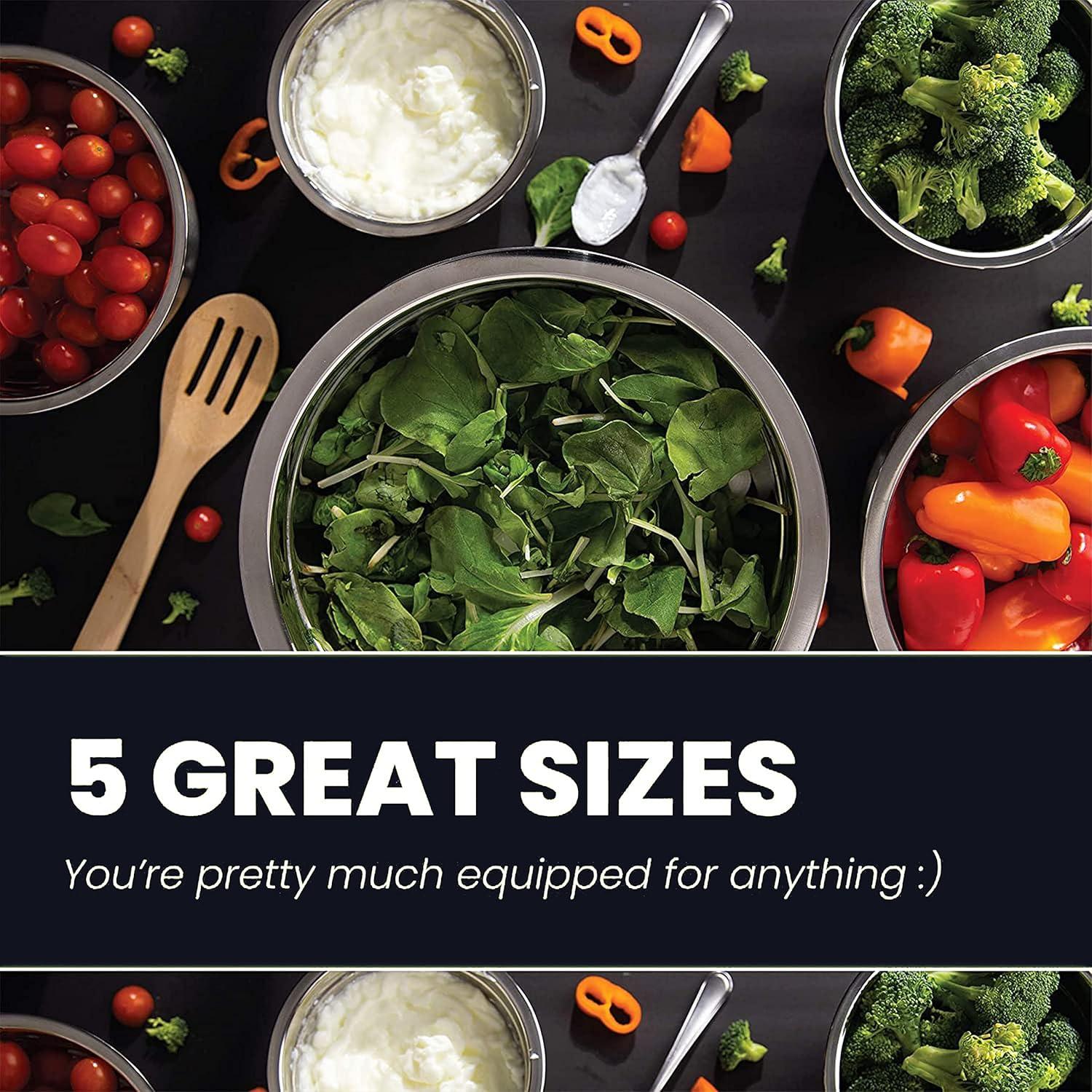 WHYSKO Meal Prep Stainless Steel Mixing Bowls Set, Home, Refrigerator, and Kitchen Food Storage Organizers | Ecofriendly, Reusable, Heavy Duty C33