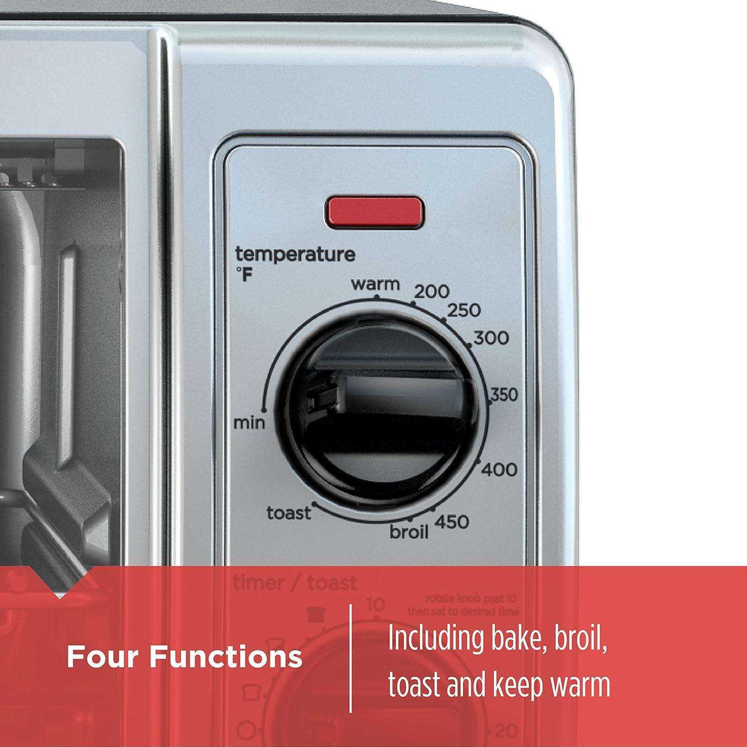 BLACK+DECKER 4-Slice Toaster Oven, Stainless Steel, TO1705SB