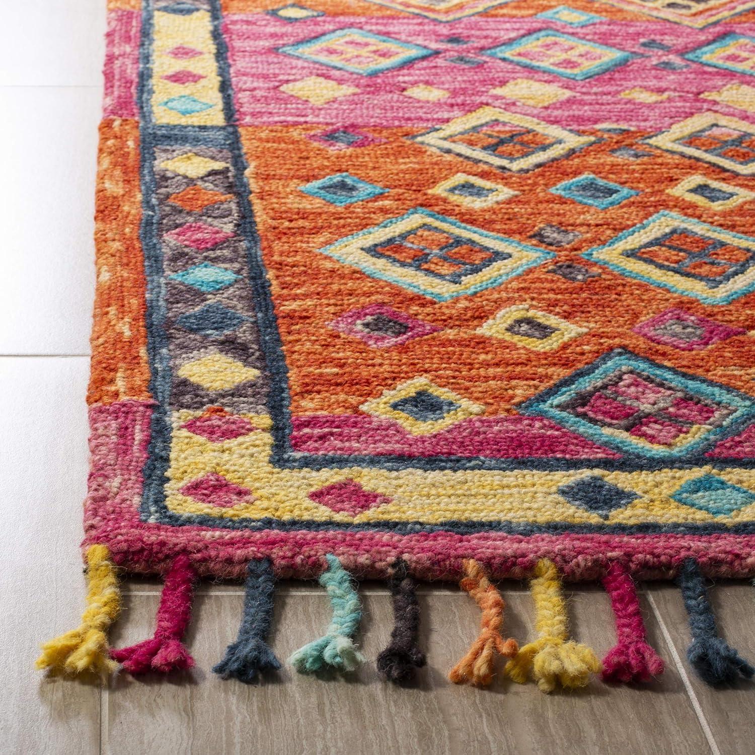 Handmade Geometric Multicolor Wool Tufted Accent Rug