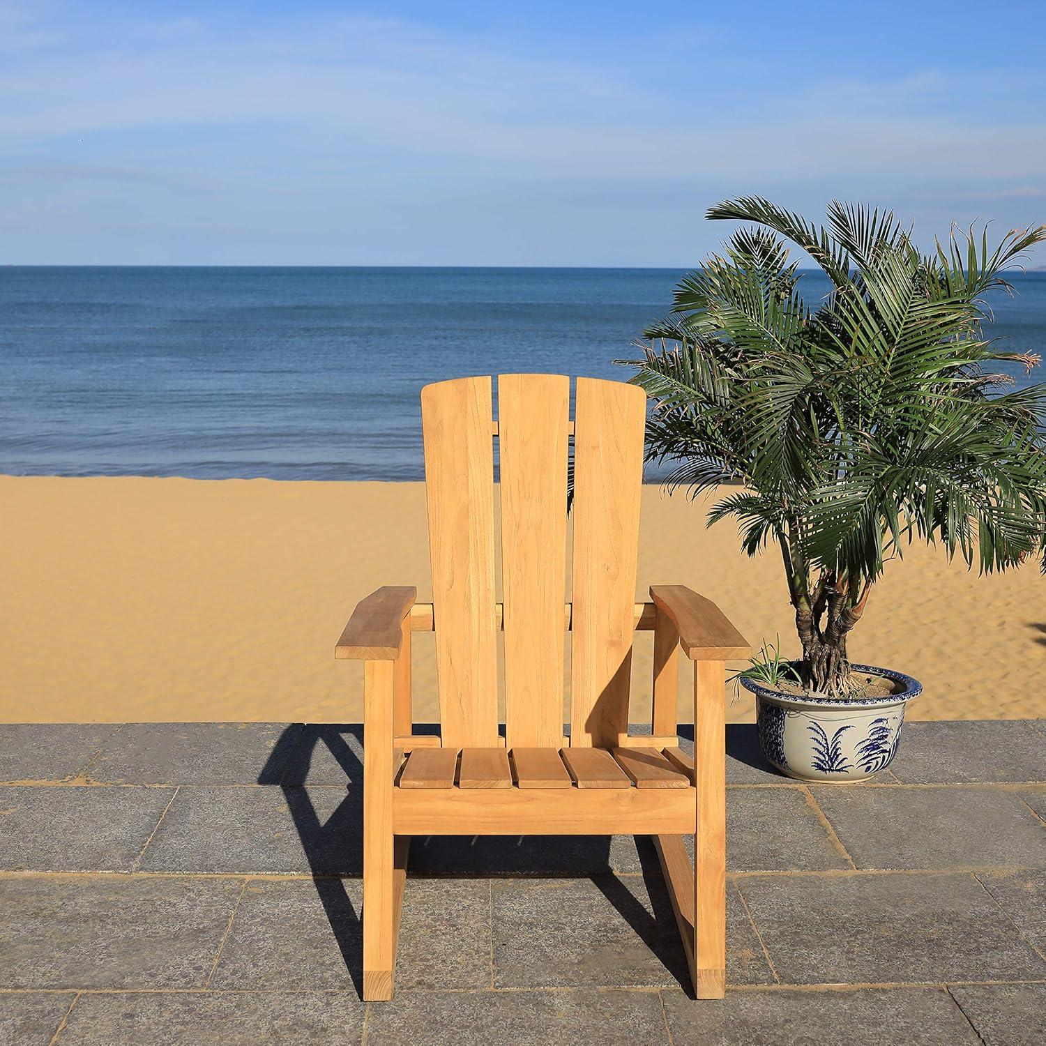 SAFAVIEH Couture San Juan Brazilian Teak Adirondack Chair, Natural