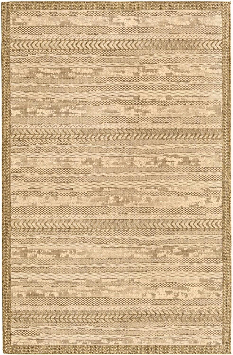 Unique Loom Lines Outdoor 5 x 8 (ft) Loomed Polypropylene Brown/Beige Rectangular Indoor/Outdoor Geometric French Country Area rug